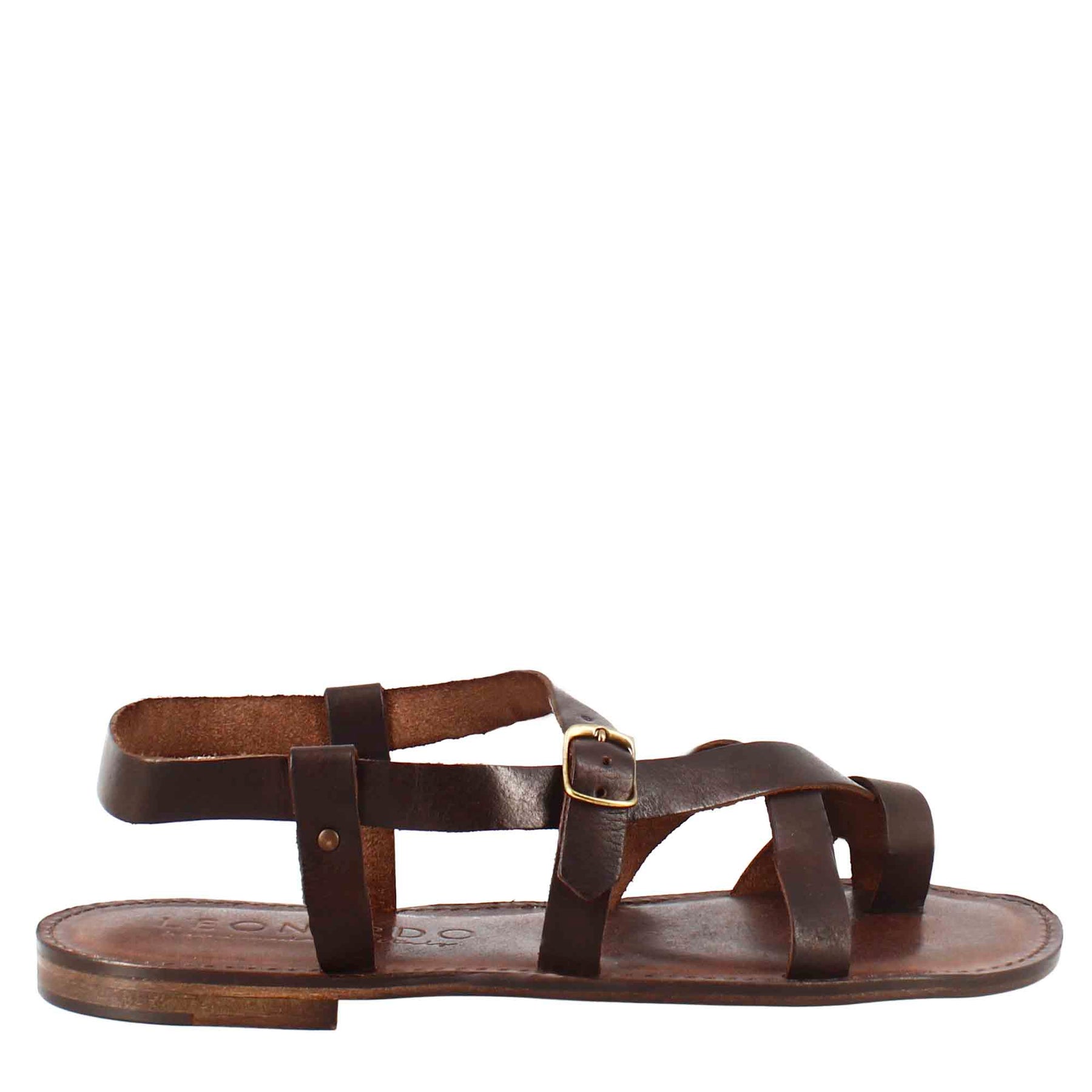 Sandales pour hommes modèle gladiateur Rimini en cuir marron