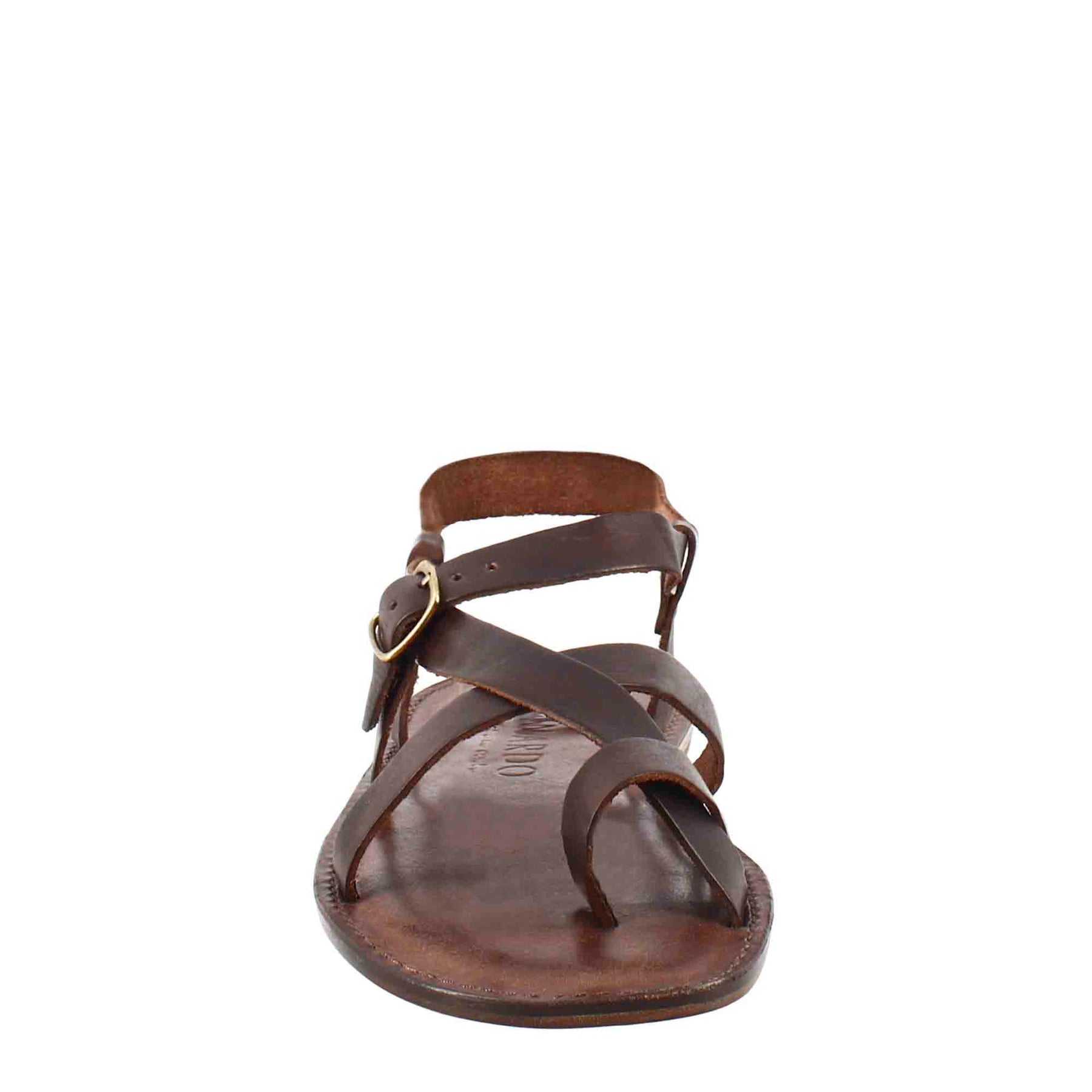 Sandales pour hommes modèle gladiateur Rimini en cuir marron