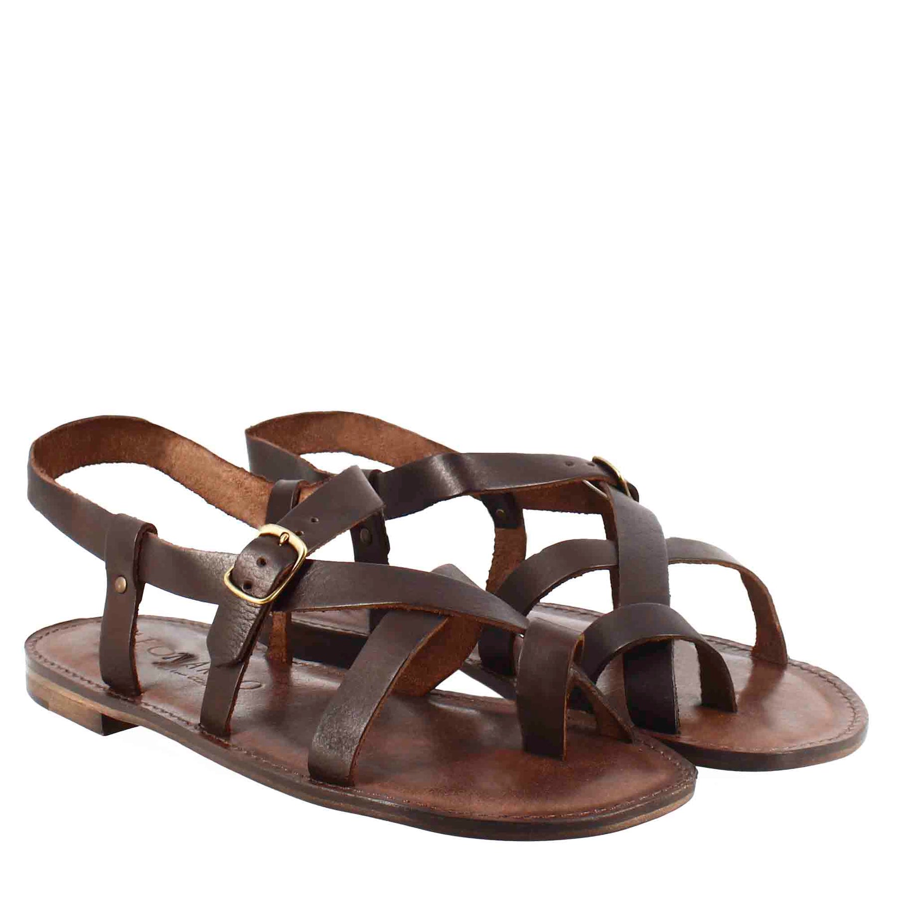 Men's gladiator model Rimini sandals in brown leather