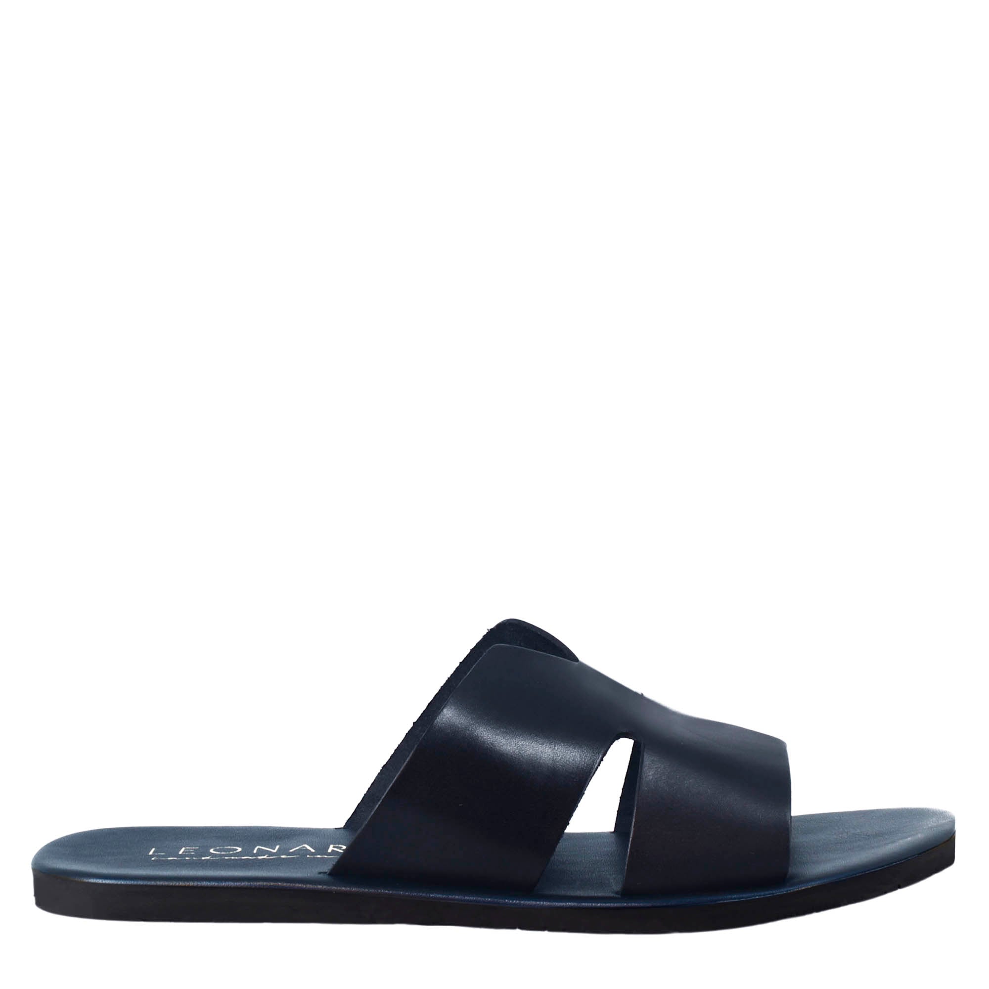 Herren-Sandalen in H-Form aus blauem Leder