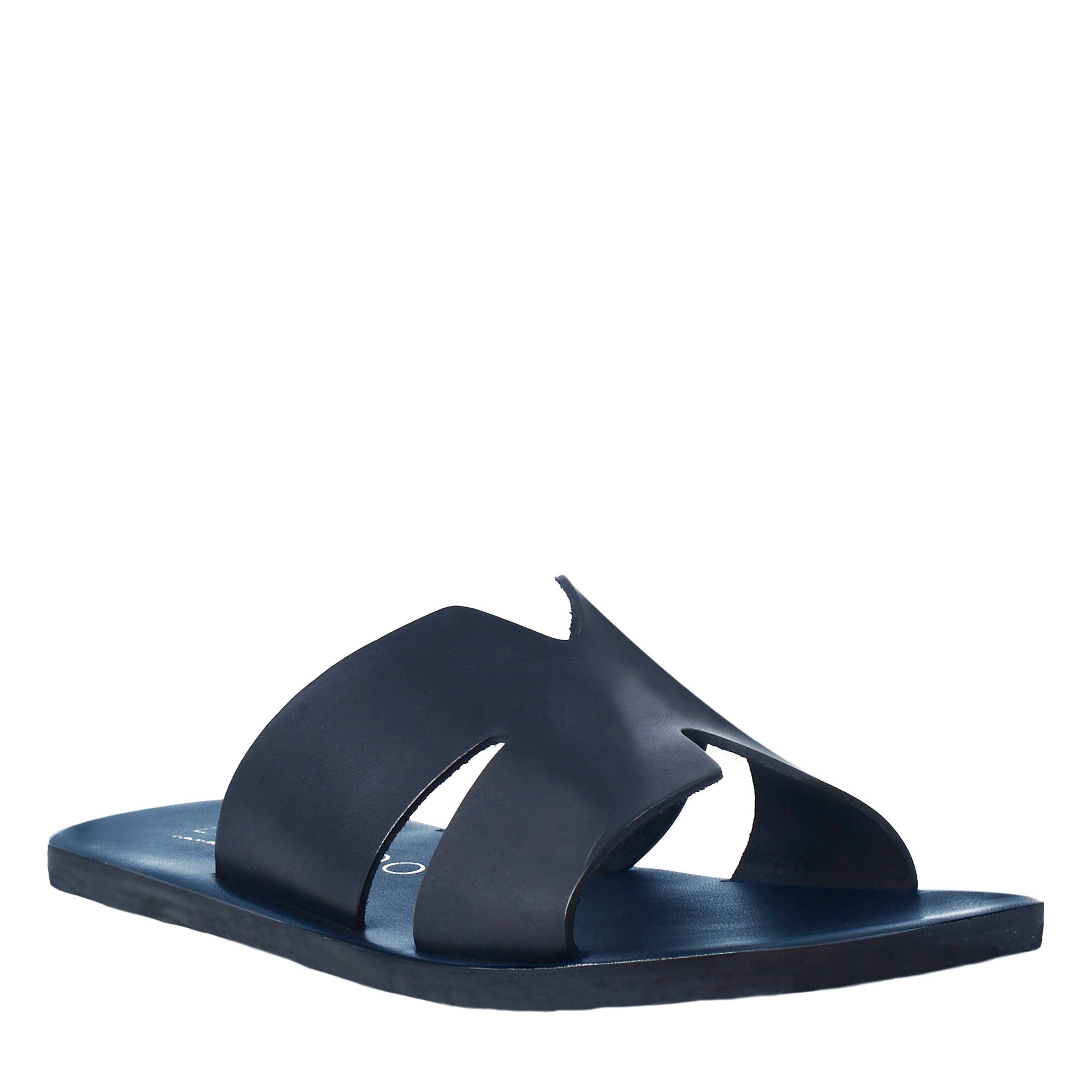 Herren-Sandalen in H-Form aus blauem Leder