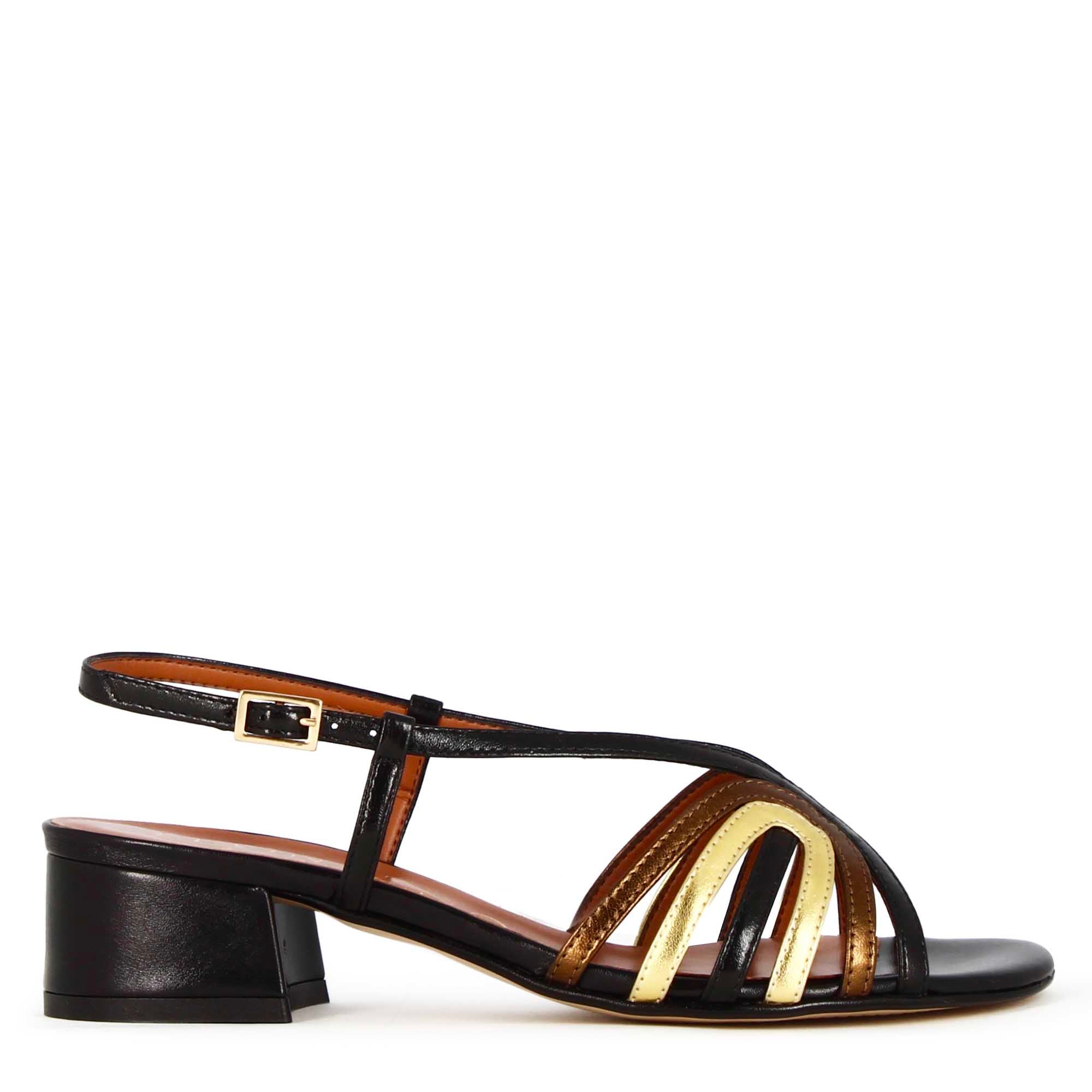Sandalo da donna con fasce in pelle laminata multicolore