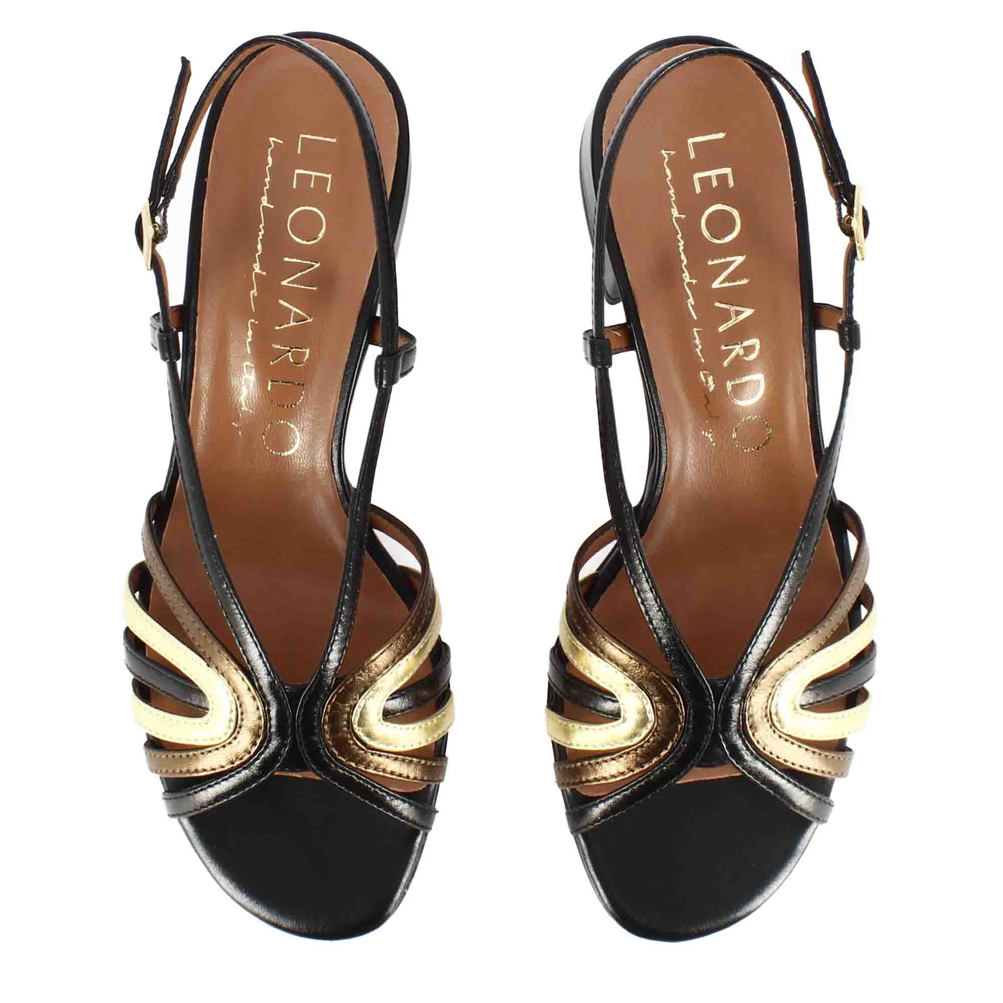 Sandalo da donna con fasce in pelle laminata multicolore