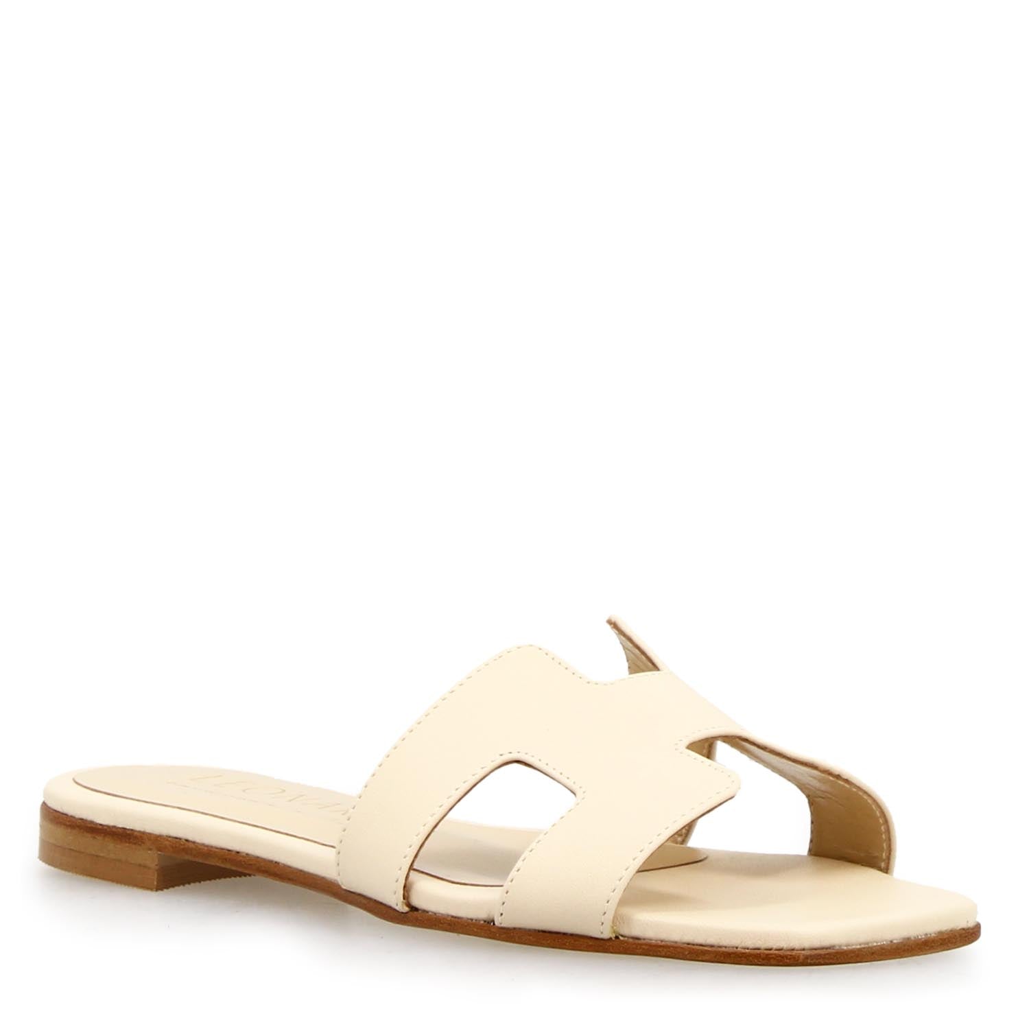Harmony nappa leather sandals in beige for women