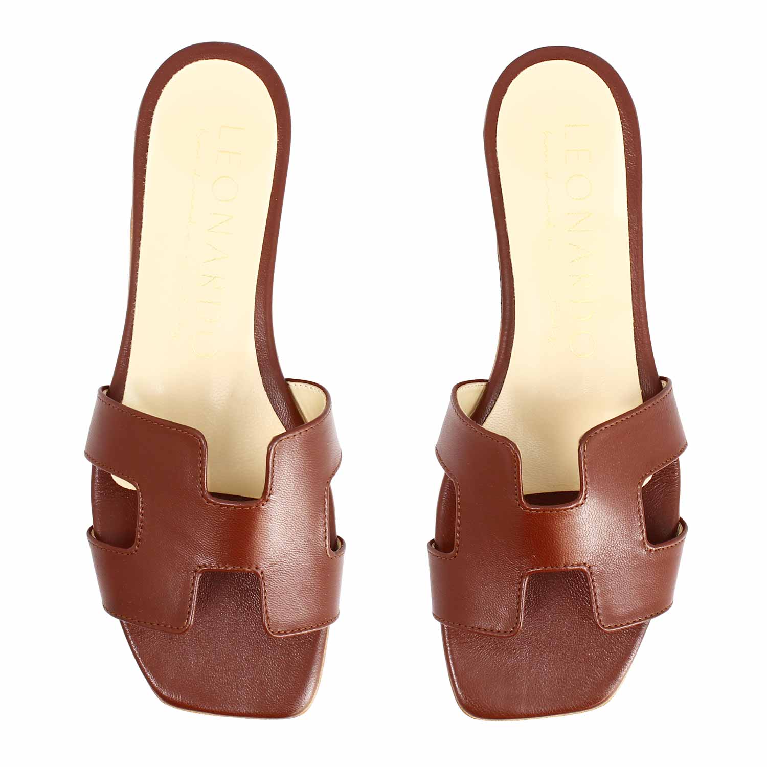 Sandales femme Harmony en cuir nappa marron foncé