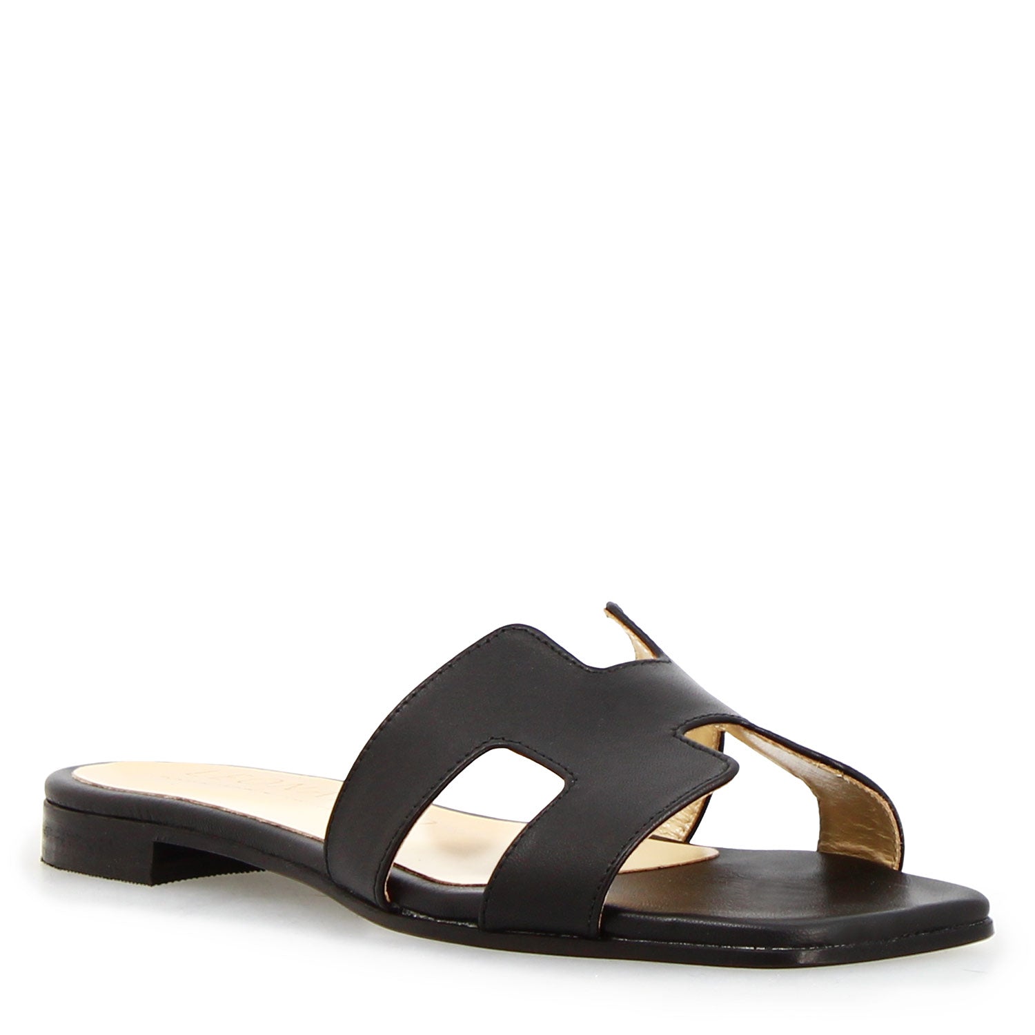 Harmony nappa leather sandals in black for women