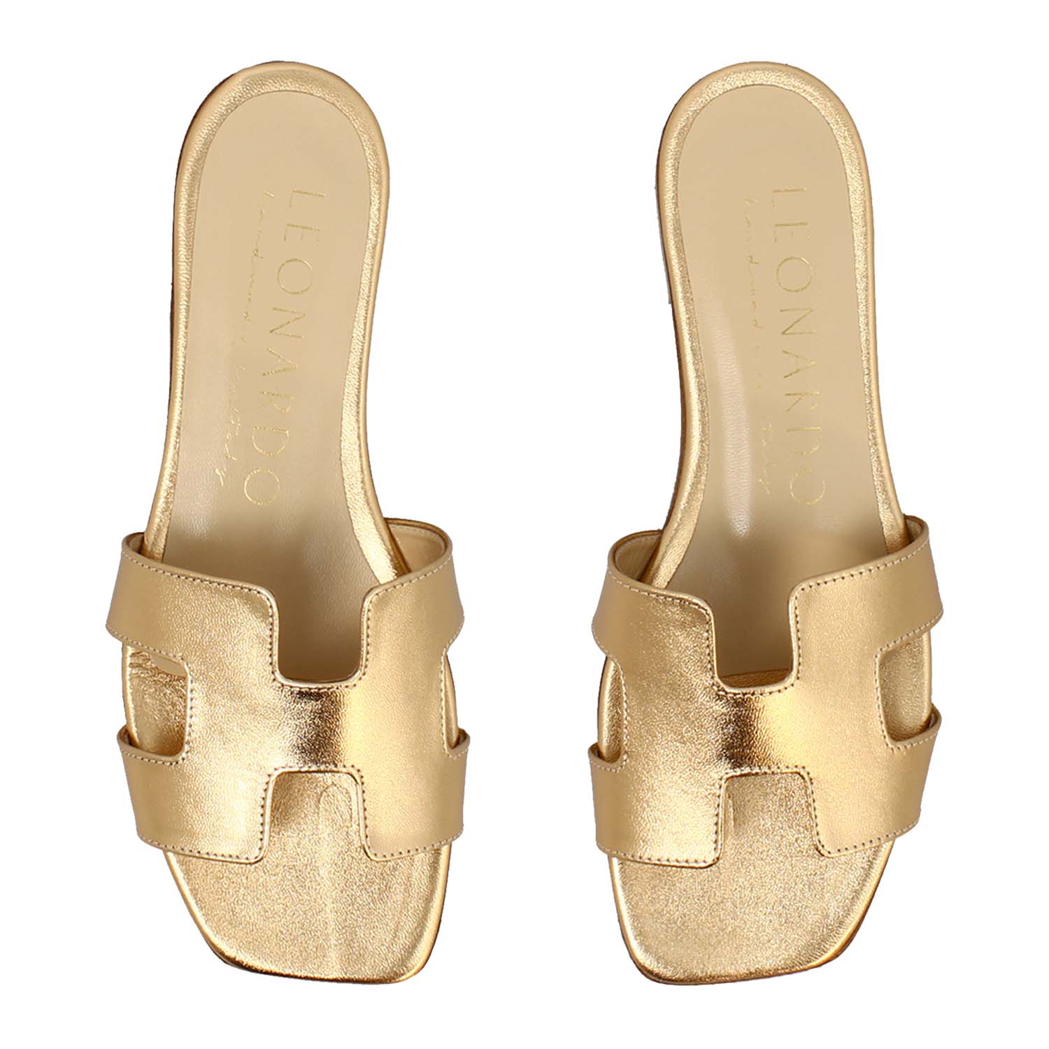 Harmony nappa leather sandals in gold for women