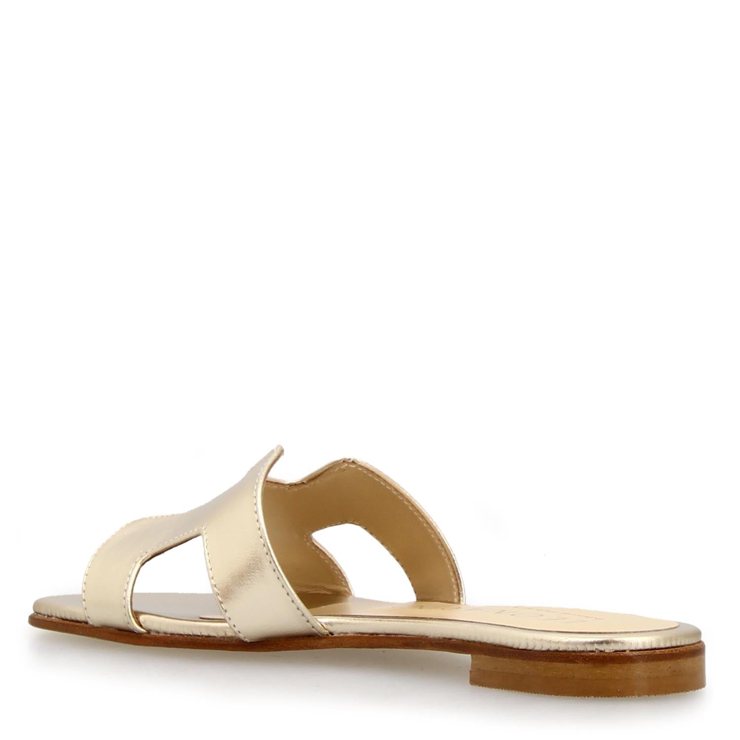 Harmony nappa leather sandals in gold for women