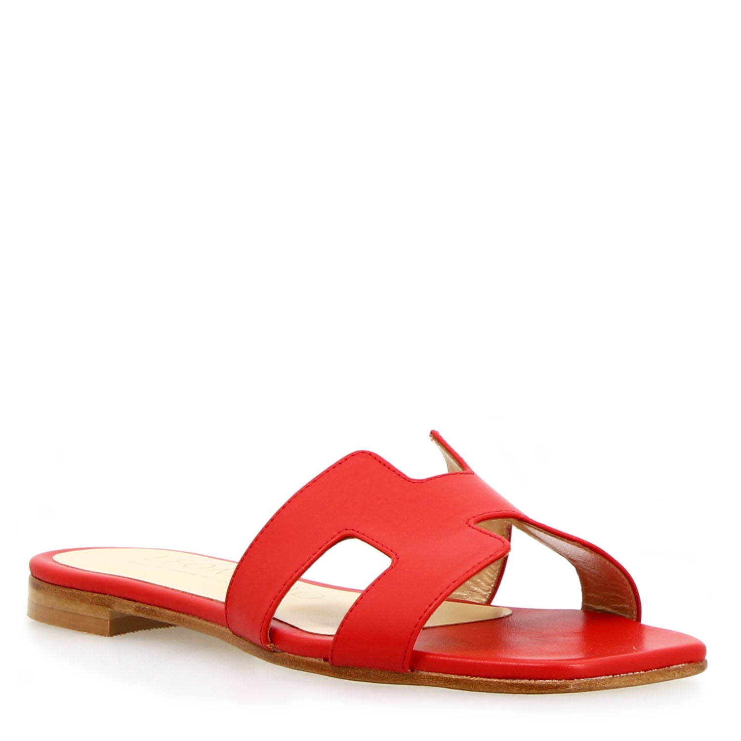Harmony nappa leather sandals in red for women
