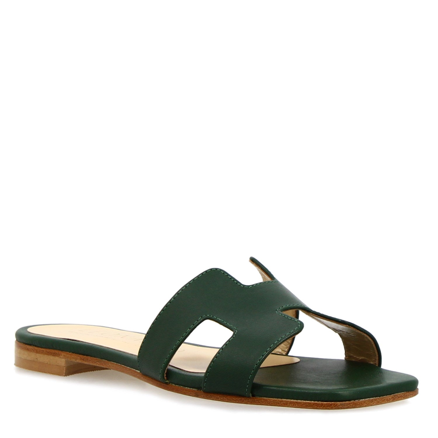 Harmony nappa leather sandals in green for women