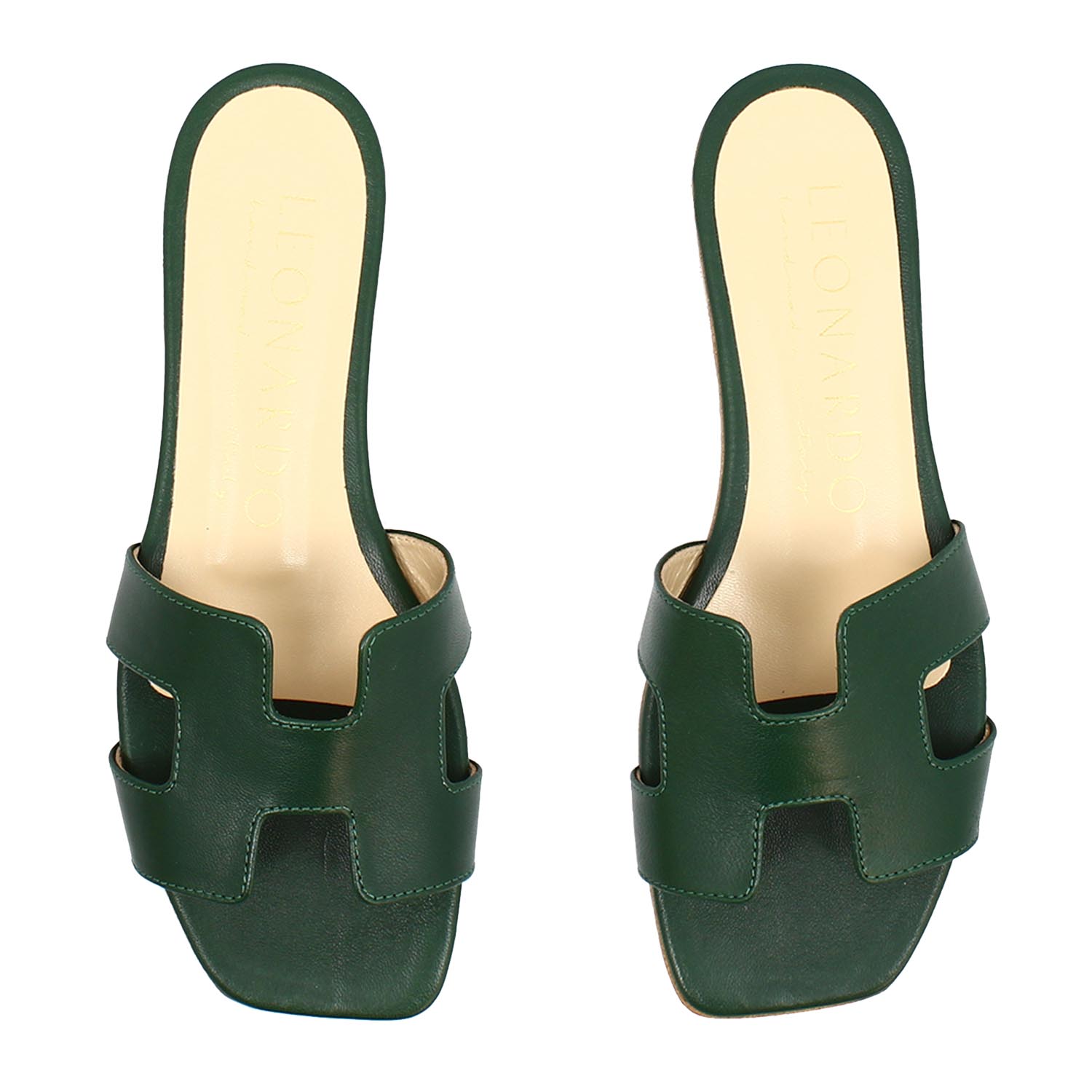 Harmony nappa leather sandals in green for women
