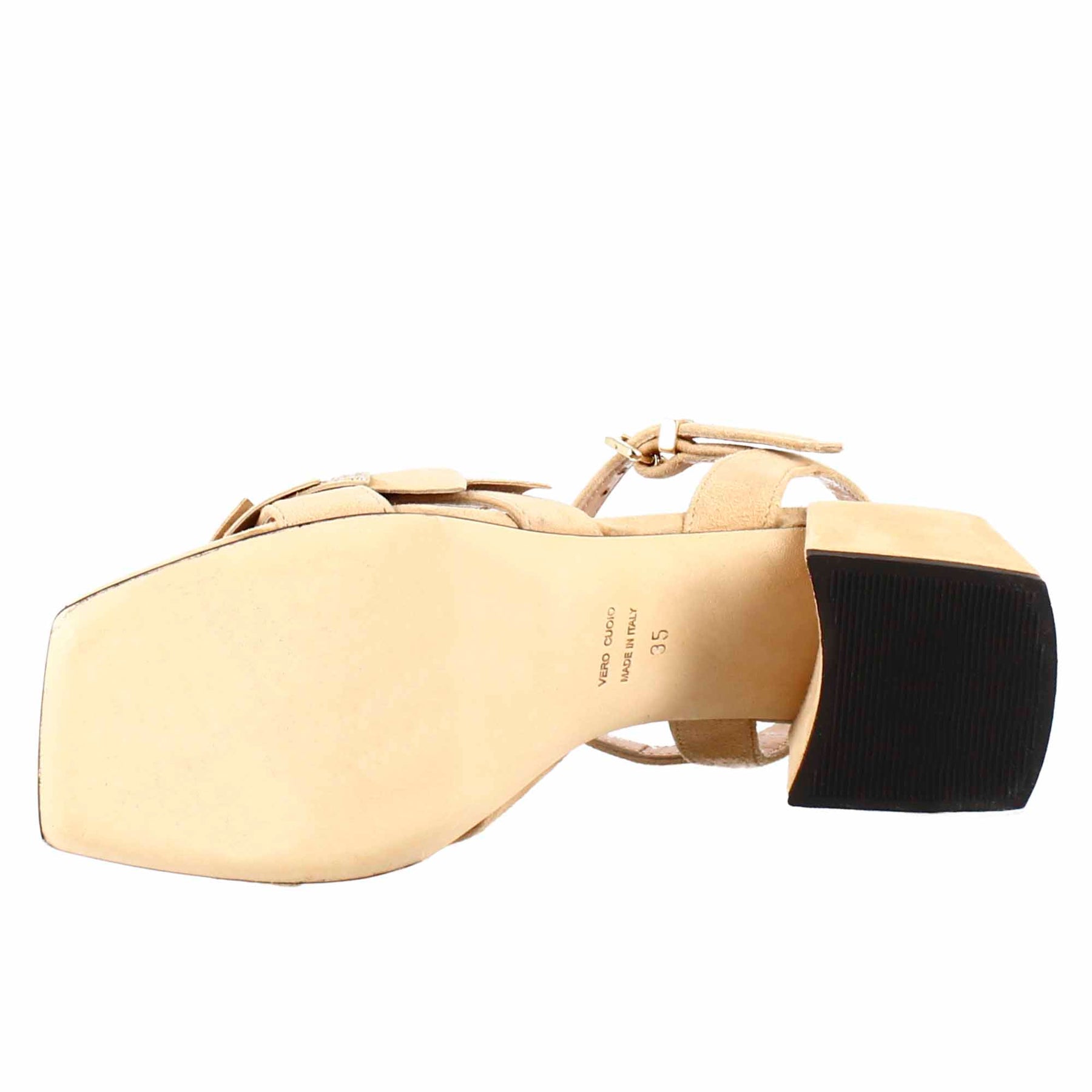Sandale pour femmes en daim beige avec paillettes appliquées