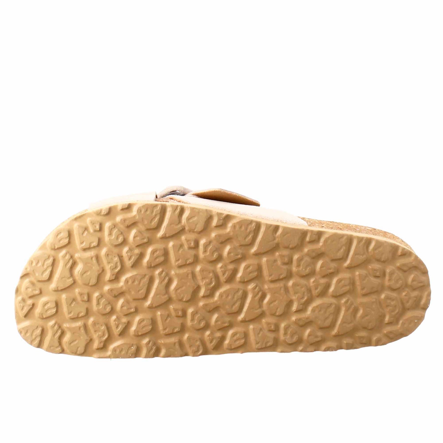 Sandalo doppia fascia e fibbia da donna in pelle scamosciata beige