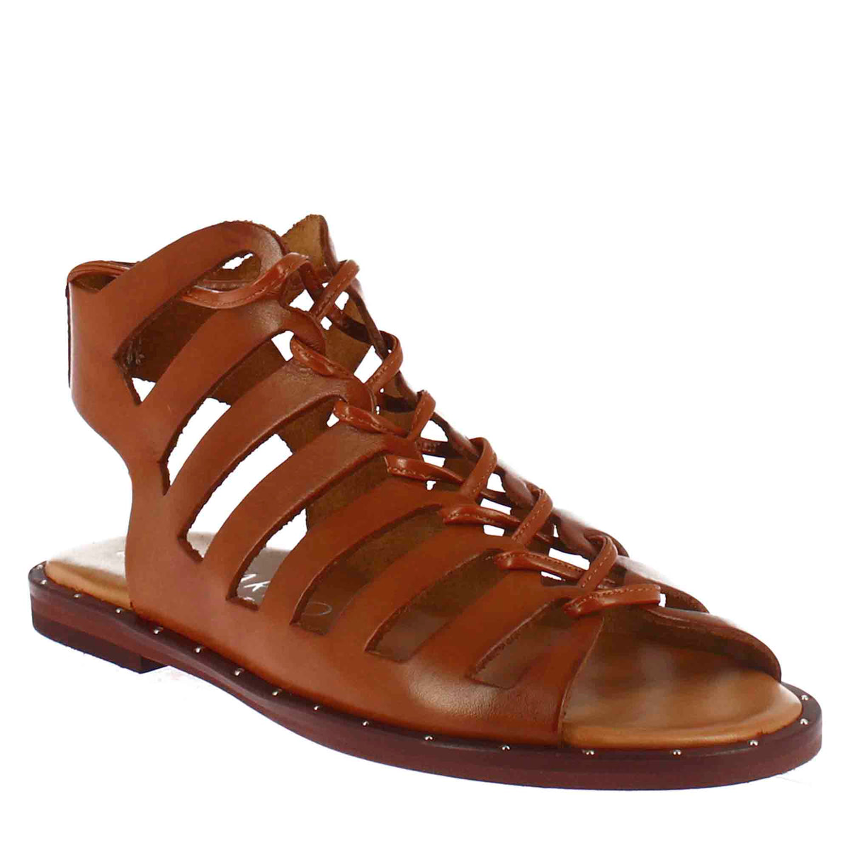 Sandale gladiateur pour femme avec lacets faits à la main en cuir marron