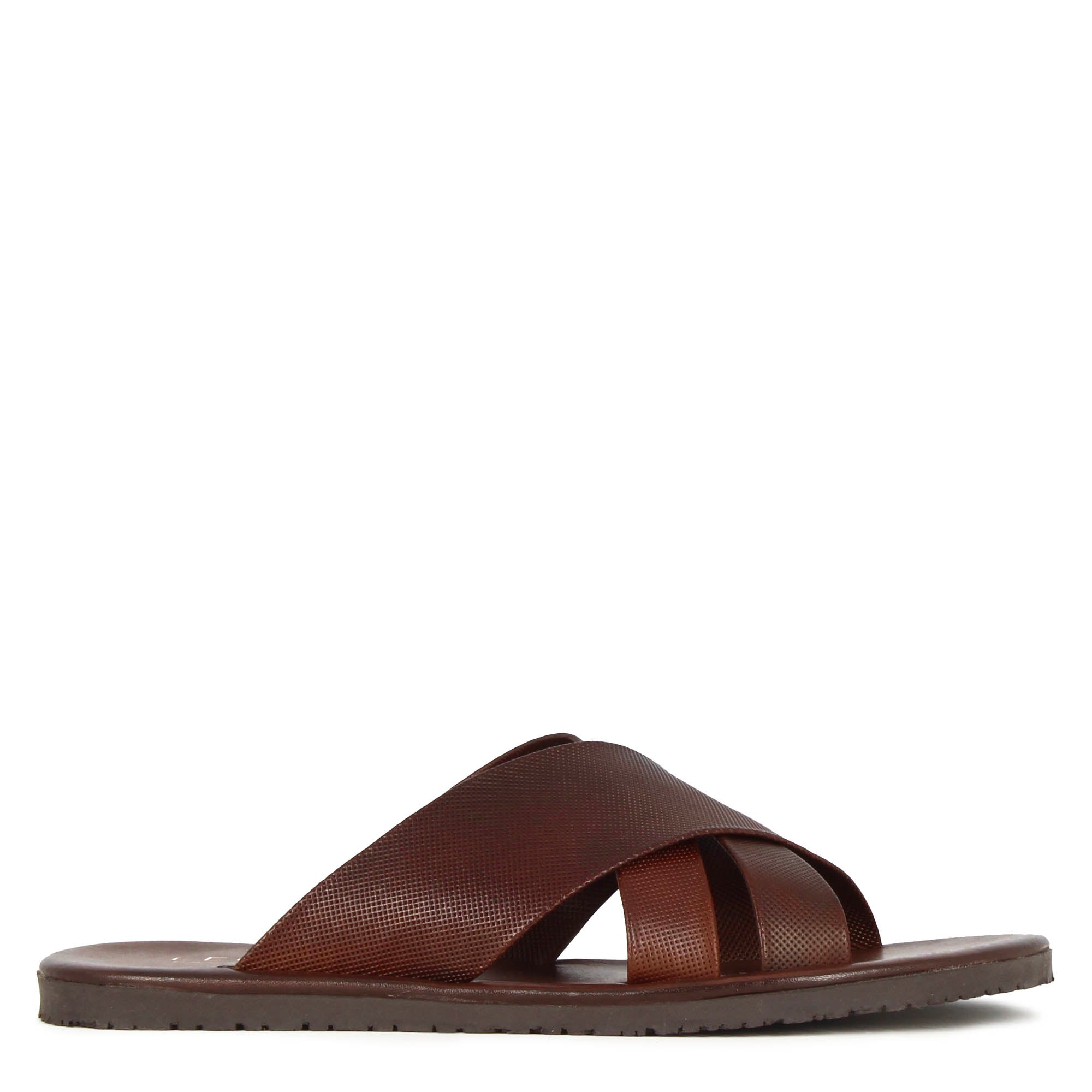 Men's slipper sandal with handmade brown leather bands