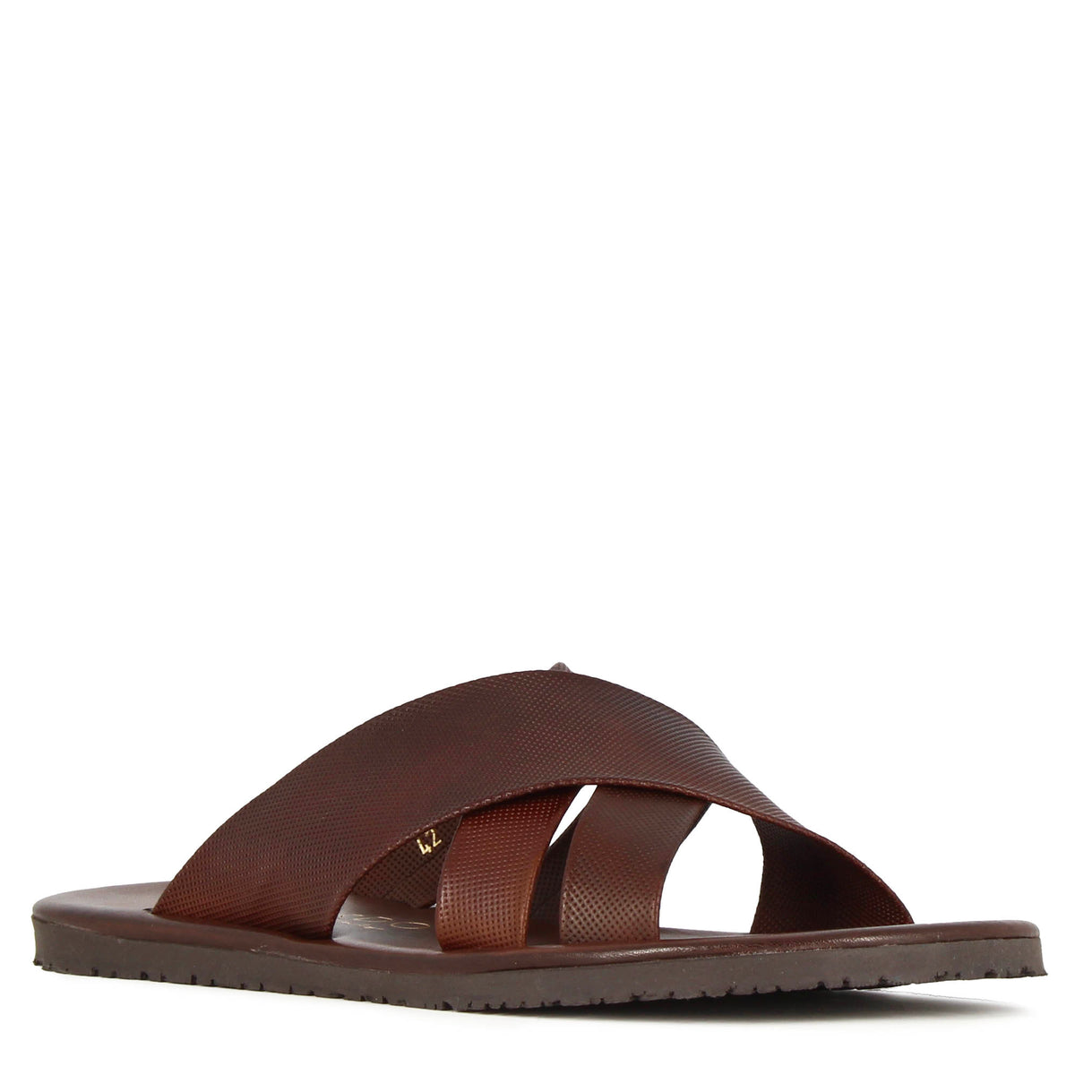 Men's slipper sandal with handmade brown leather bands