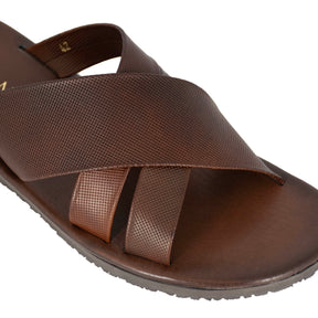 Men's slipper sandal with handmade brown leather bands
