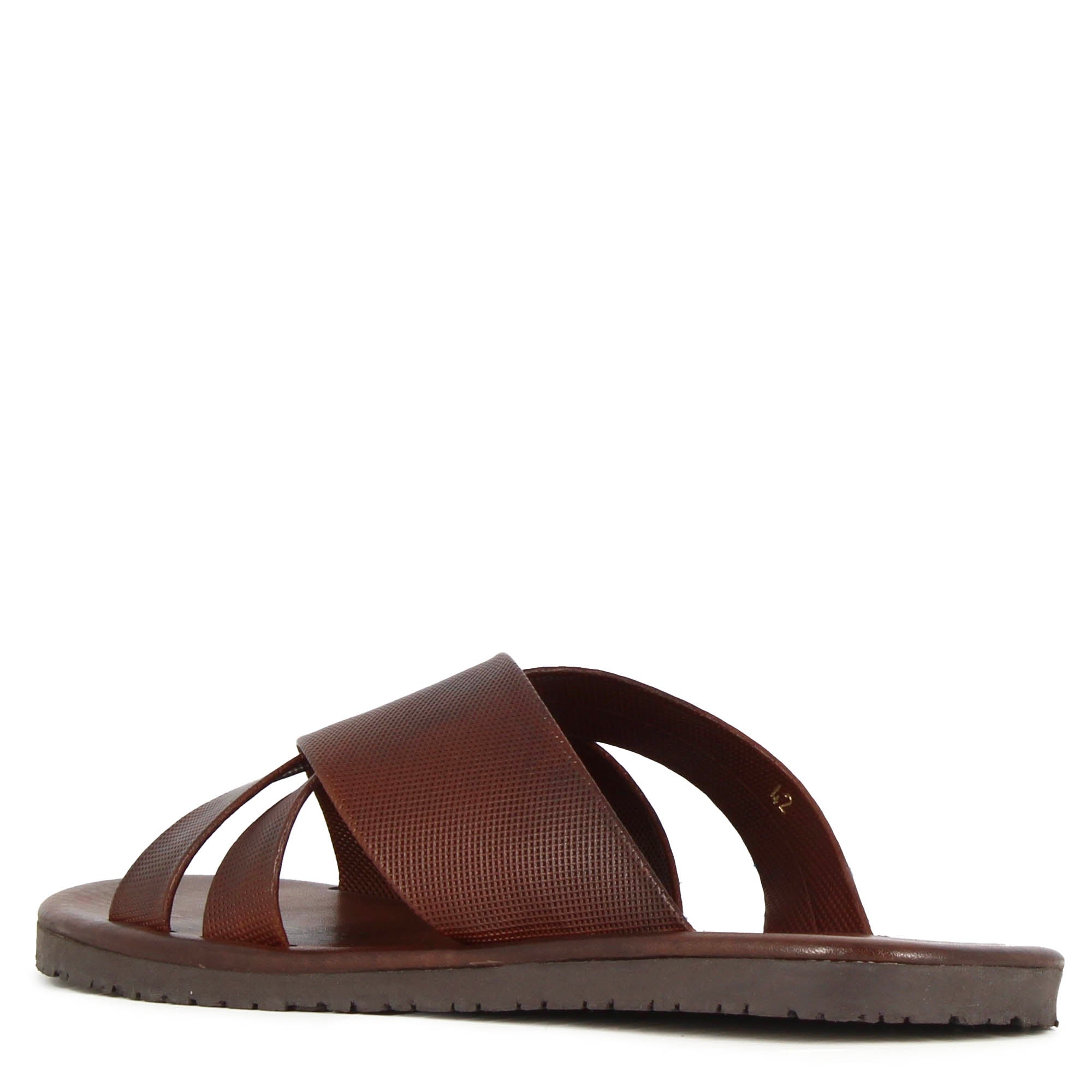 Men's slipper sandal with handmade brown leather bands