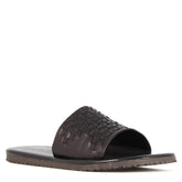 Men's slide sandal with black woven leather band