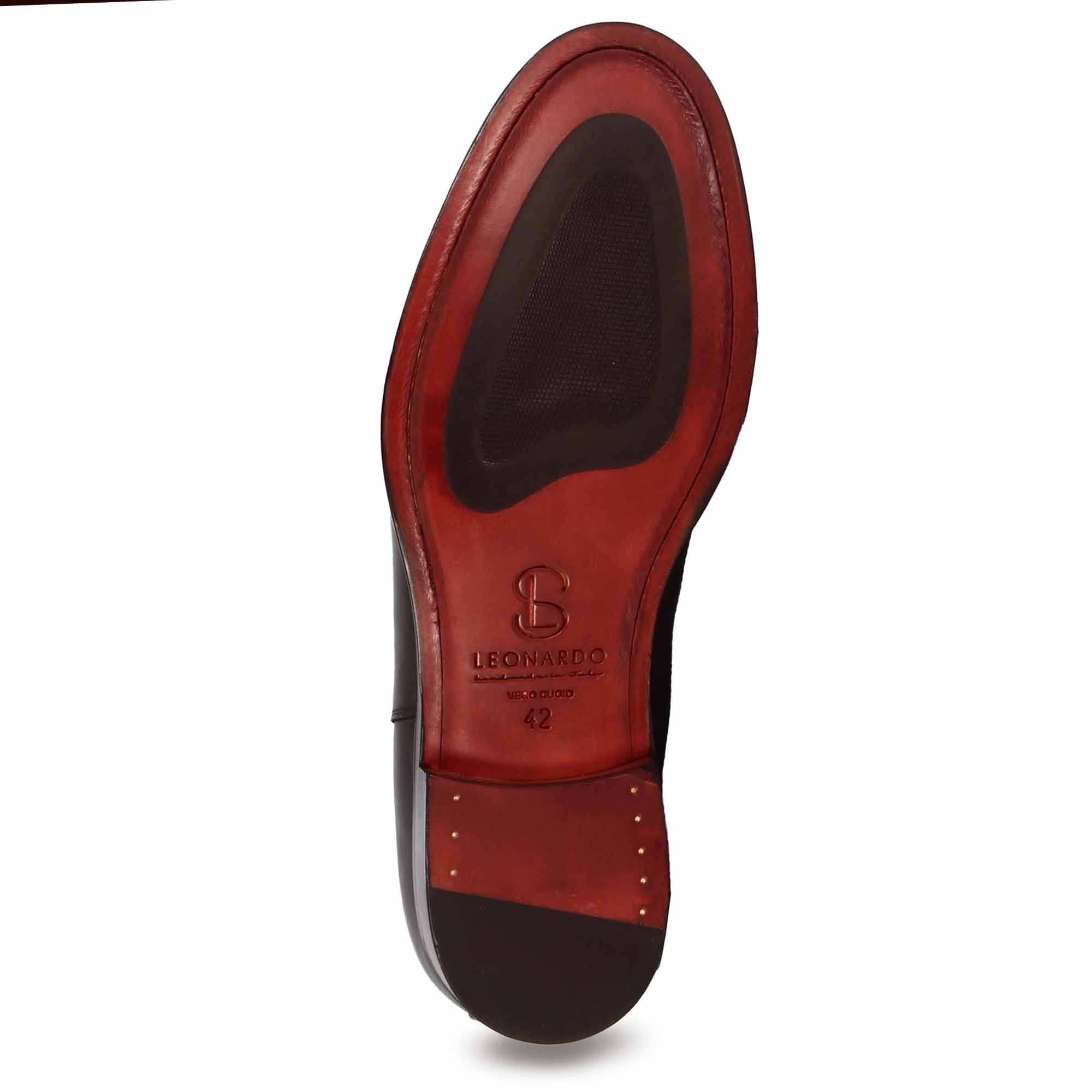 Herrenschuh mit doppelter Schnalle aus dunkelblauem Glattleder