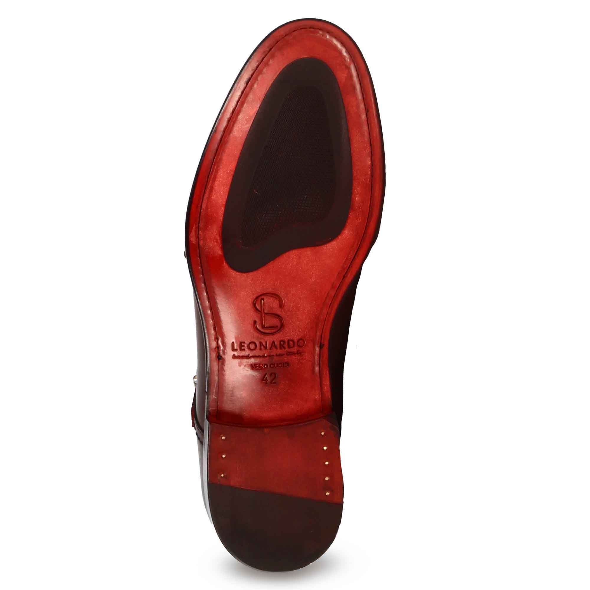 Italian shoe with double buckle for men in light brown suede