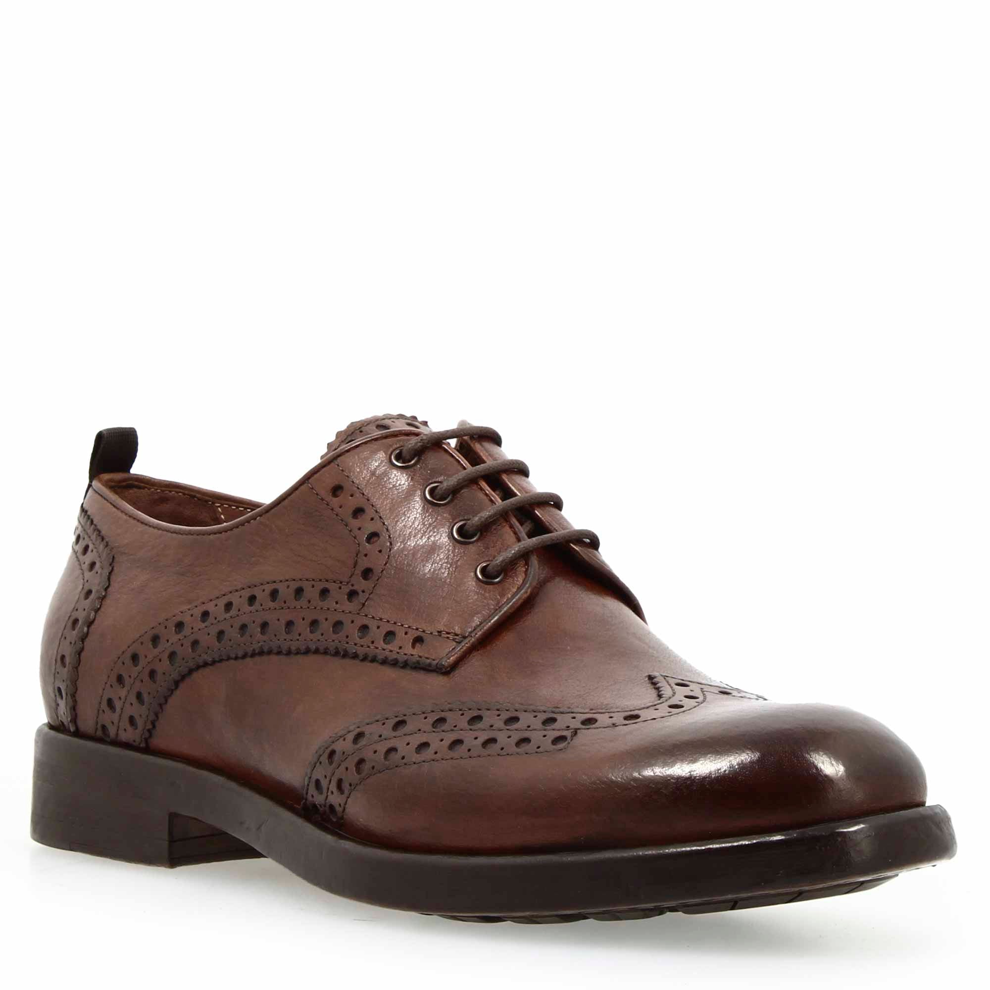 Scarpa Derby brogue moderna marrone da uomo