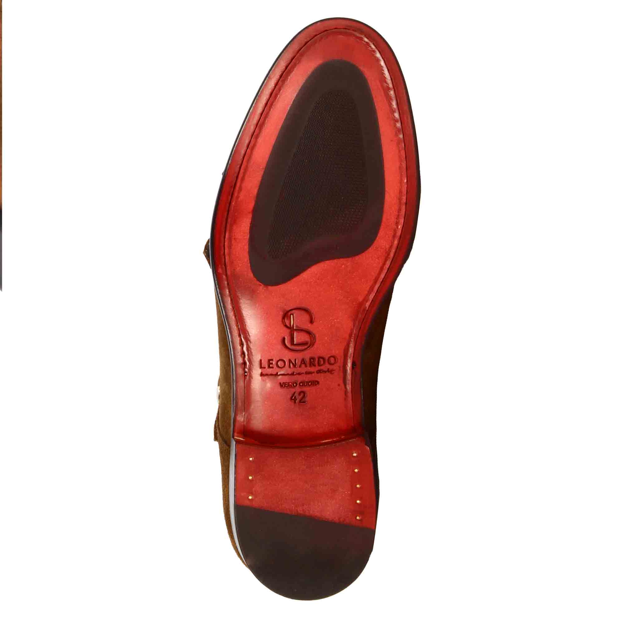 Chaussure à double boucle en daim marron clair pour homme