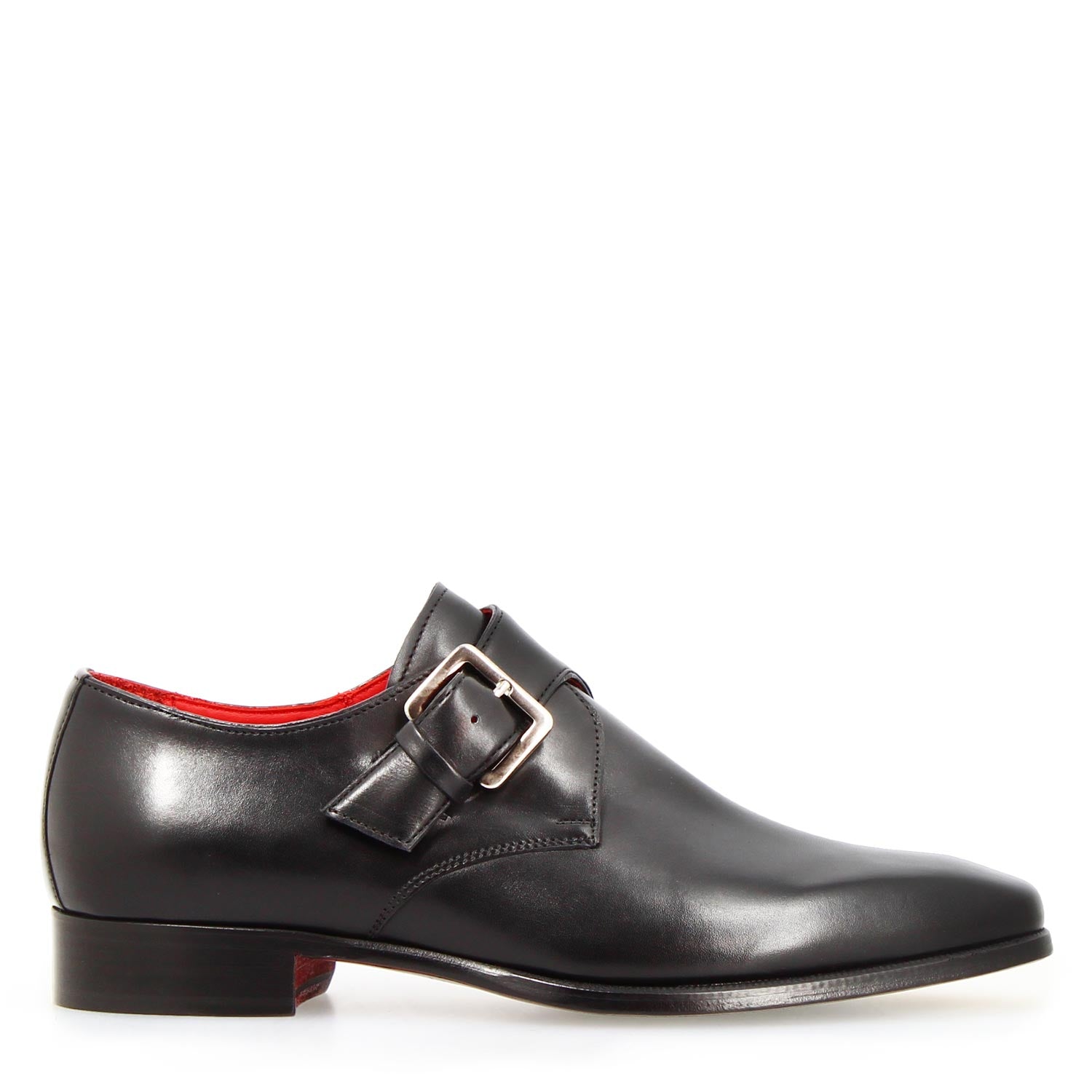 Salvatore black single buckle Italian leather for men