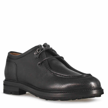 Men's lace-up shoe Engineer model in Black leather Men's lace-up shoe Engineer model in Black leather
