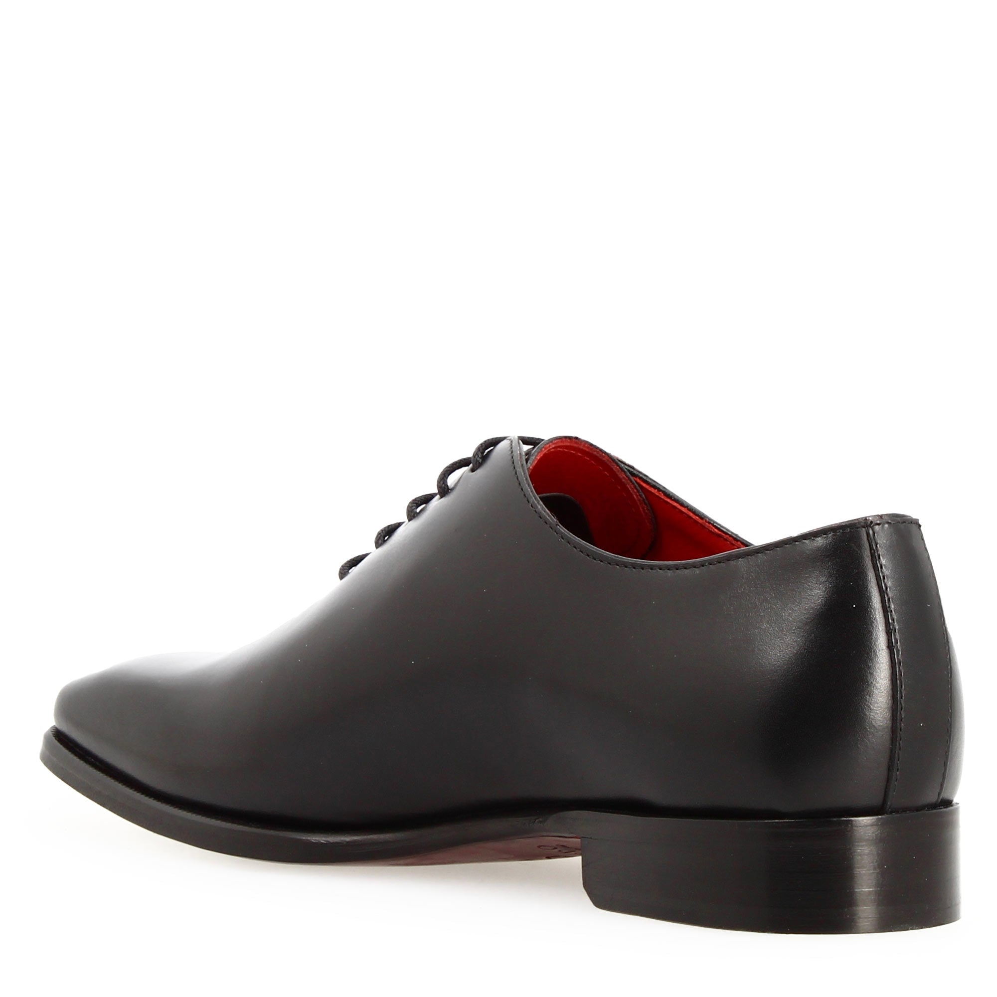 Oxford wholecut da uomo artigianali punta squadrata in pelle nera - LeonardoShoes