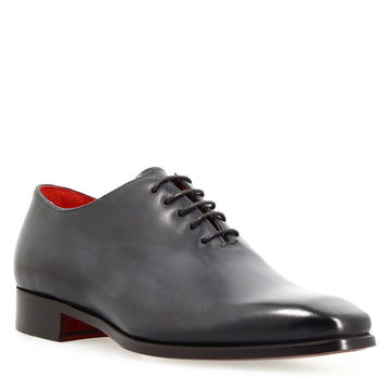 Scarpe wholecut da uomo artigianali in pelle delavè blu - LeonardoShoes