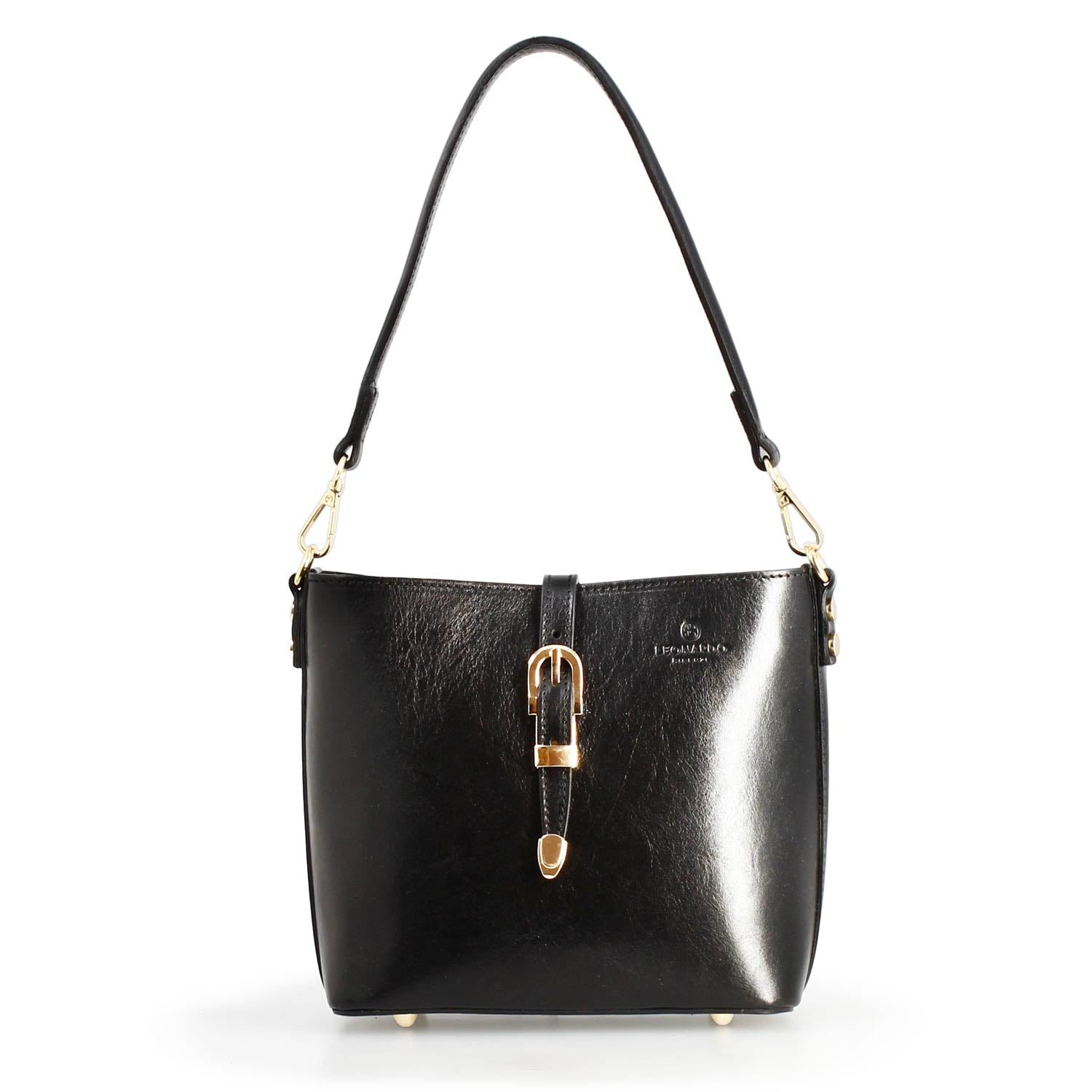 Damen schultertasche Atena aus schwarzem leder
