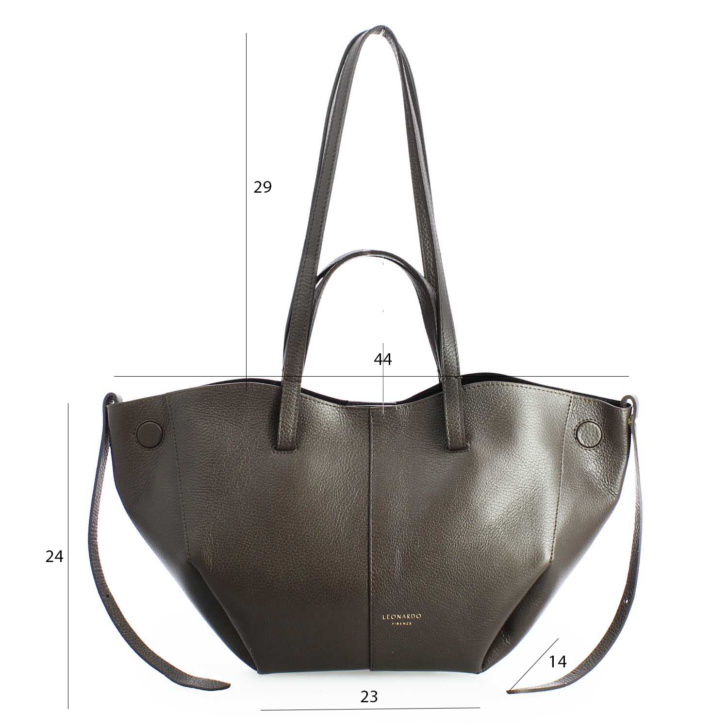Large brown leather shopper for women Majestic 