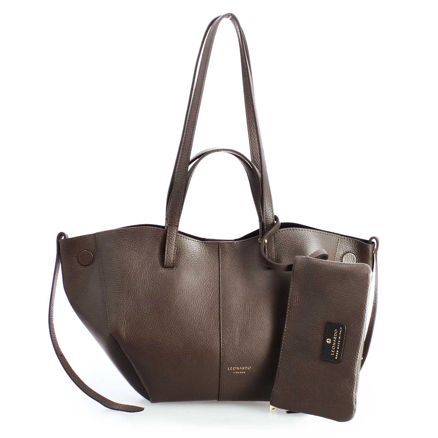 Majestic braun leder einkaufstasche für damen
