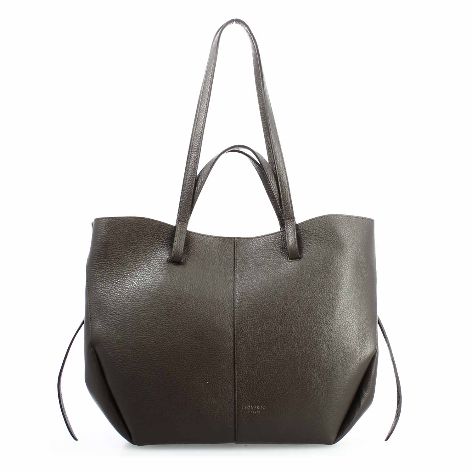 Large brown leather shopper for women Majestic 