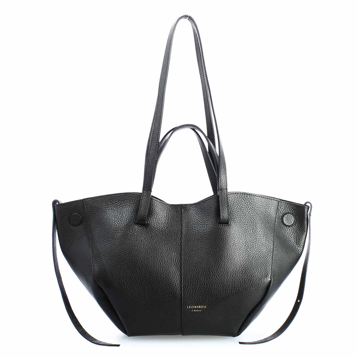 Grand sac shopping pour femme en cuir noir Majestic