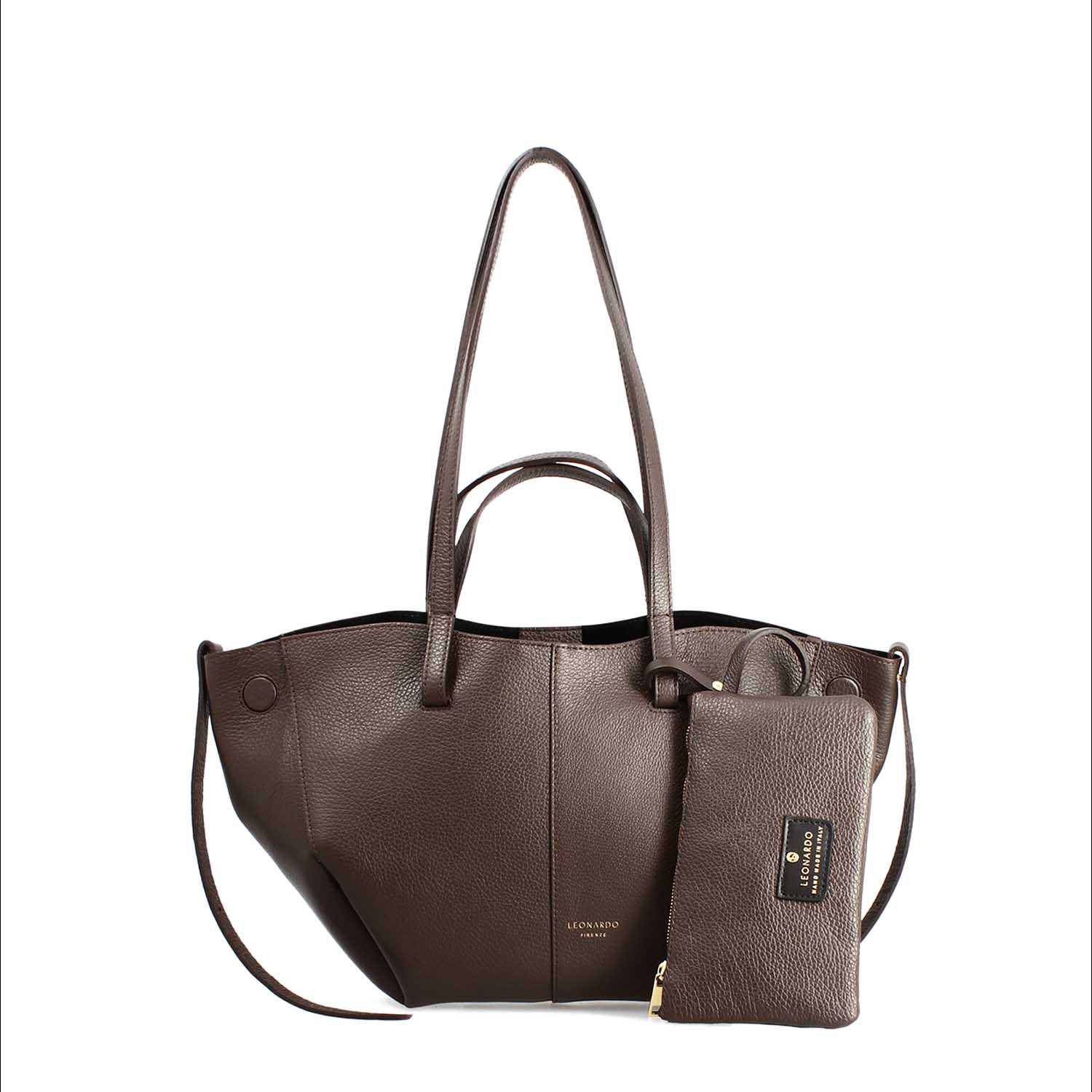 Majestic damen shopper aus braunem leder mittelgrob