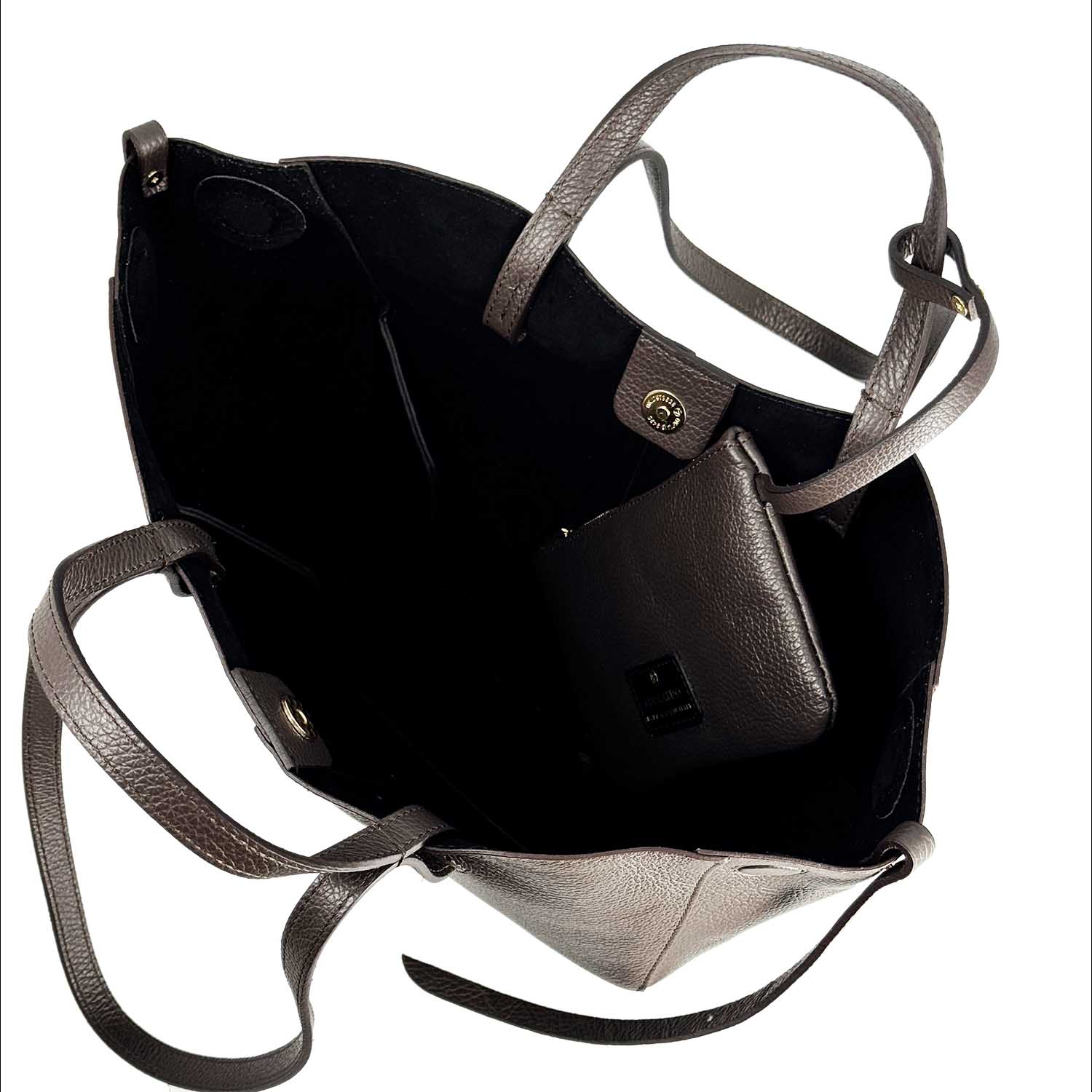 Majestic braun leder einkaufstasche für damen