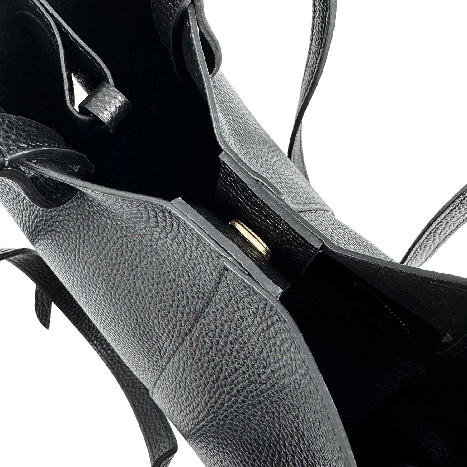 Majestic damen shopper aus schwarzem leder mittelgrob