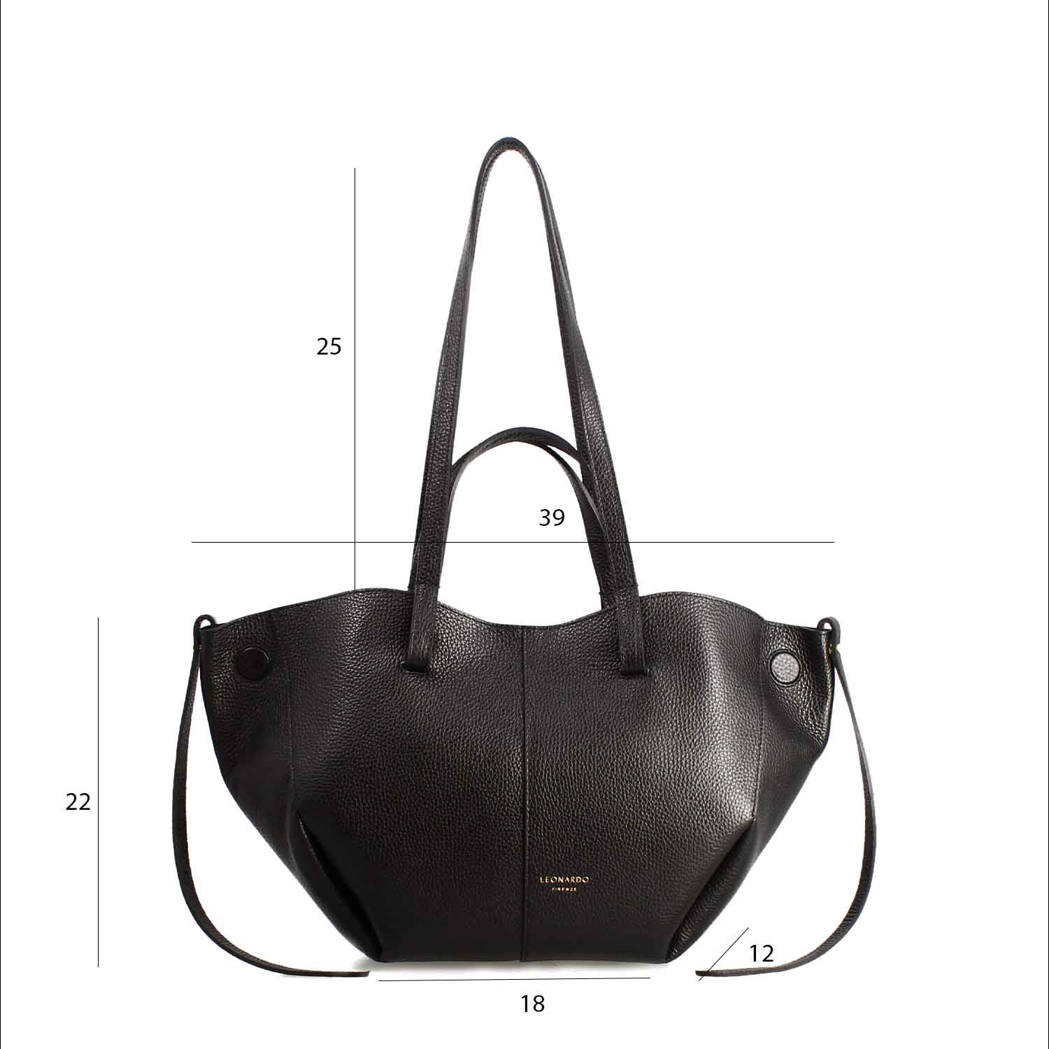 Majestic damen shopper aus schwarzem leder mittelgrob