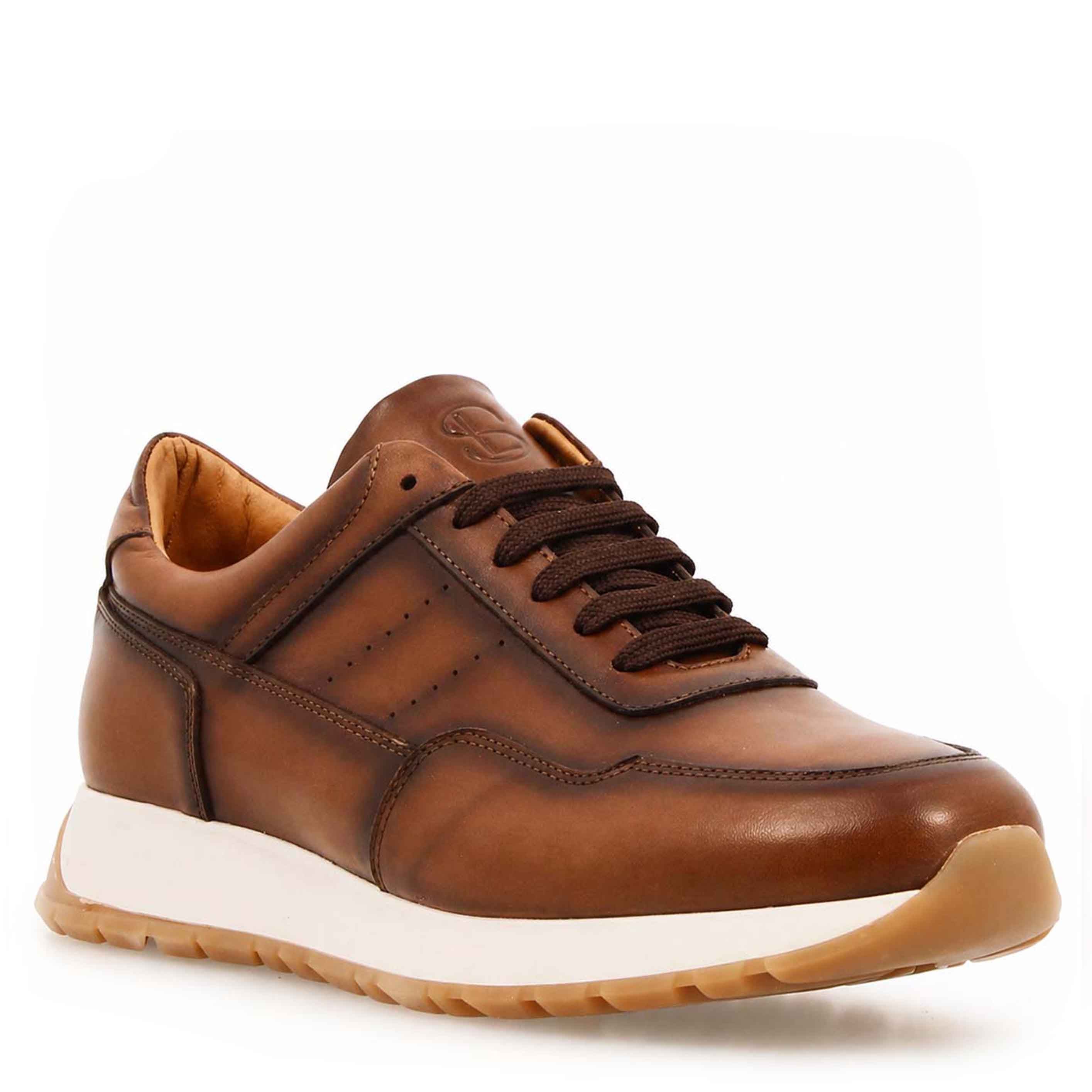 Sneakers homme Ateneo en cuir Brun