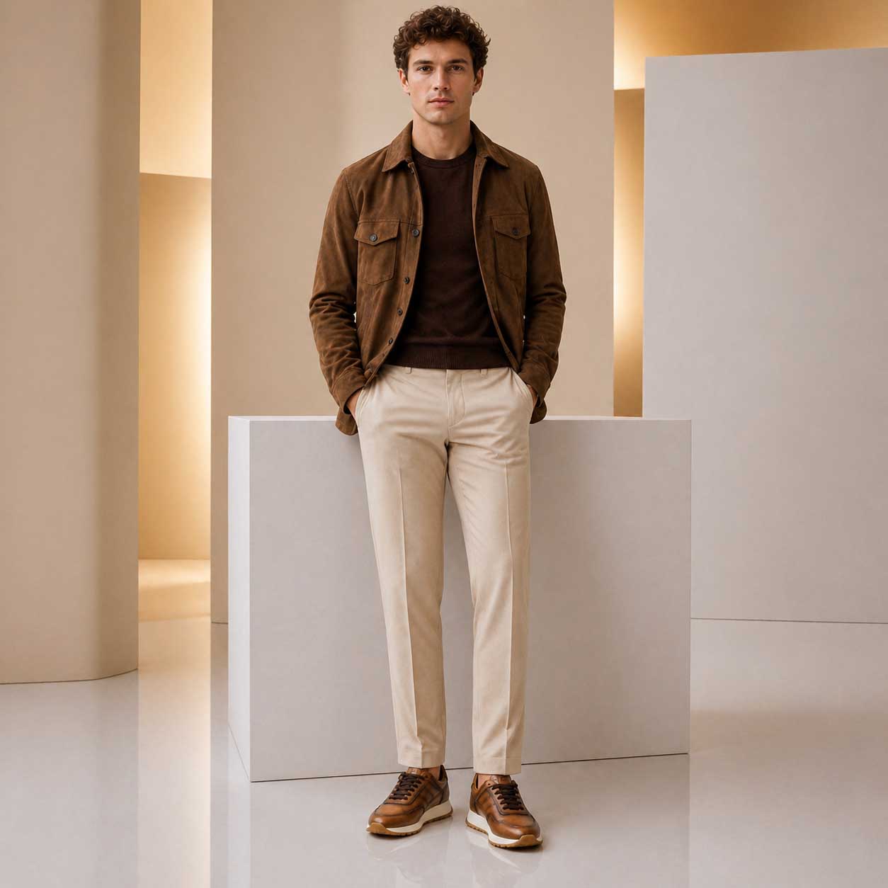 Herren Sneaker Ateneo aus Hellbraun Leder