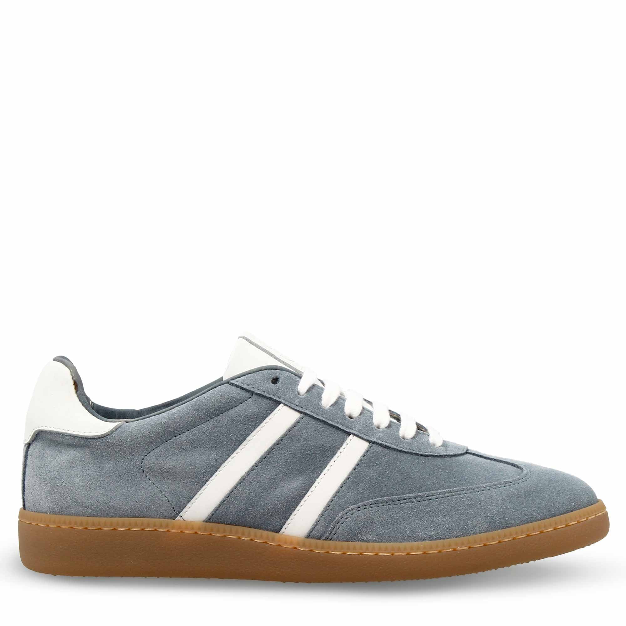 Sneaker artigianale da donna in pelle scamosciata celeste