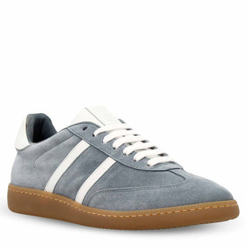 Sneaker artigianale da donna in pelle scamosciata celeste