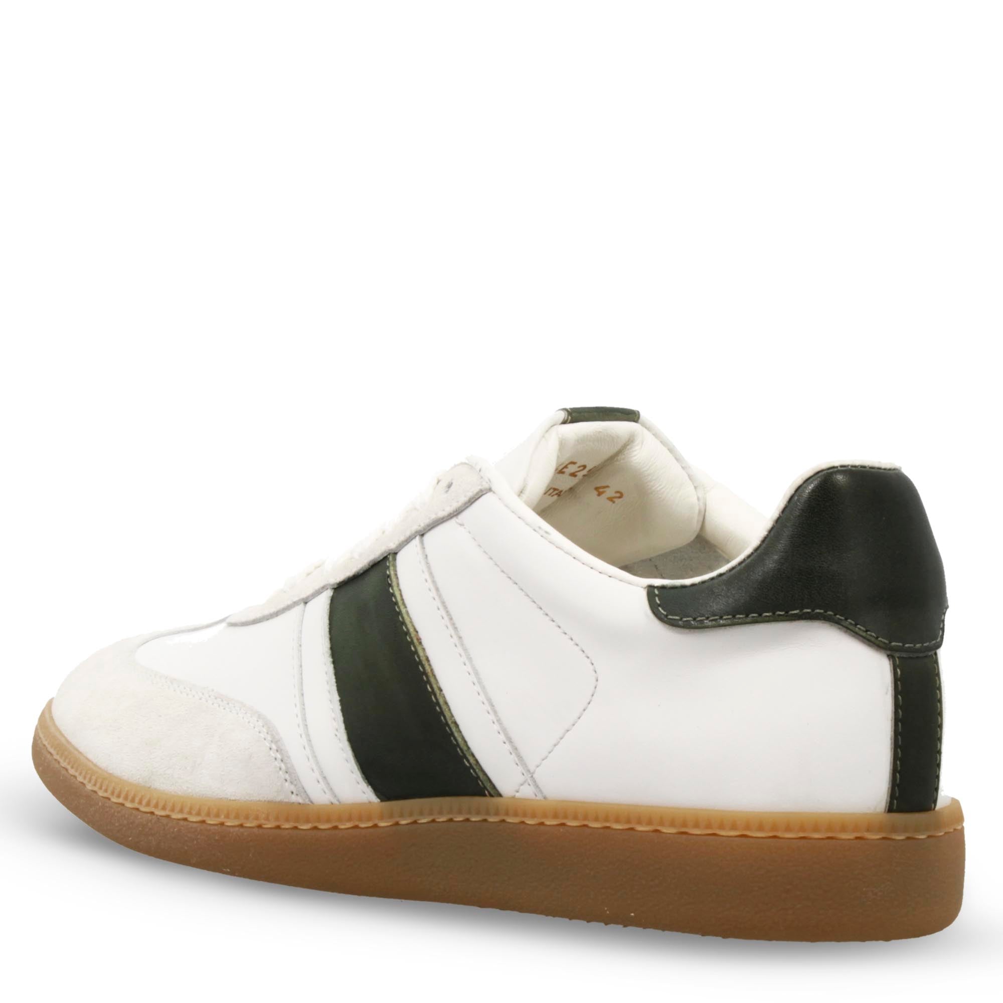 Baskets homme faites main en cuir blanc et vert