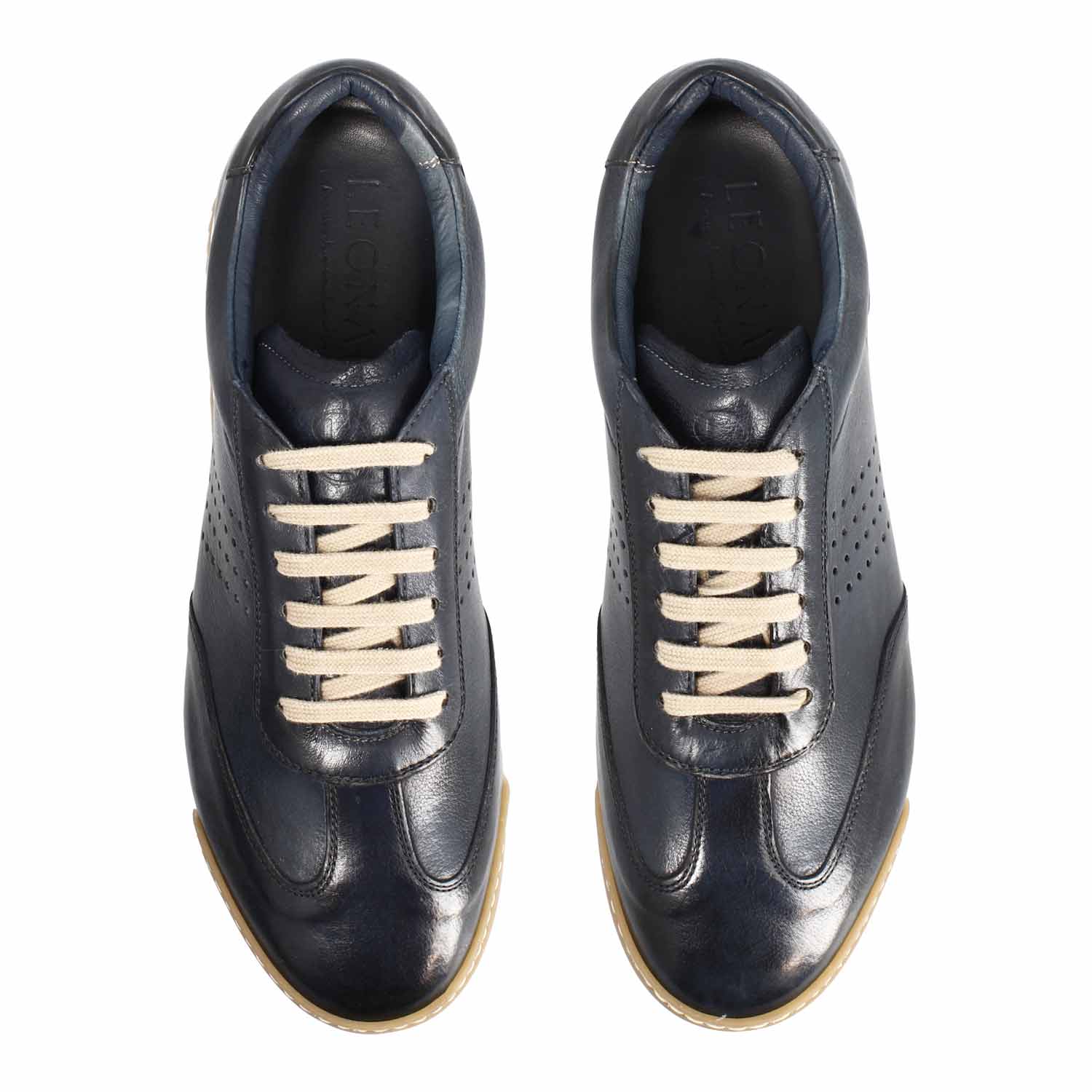 Sneaker Barberino blu da uomo in pelle