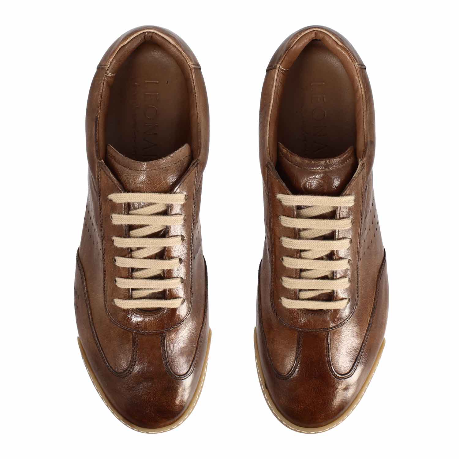 Sneaker Barberino da uomo in pelle marrone