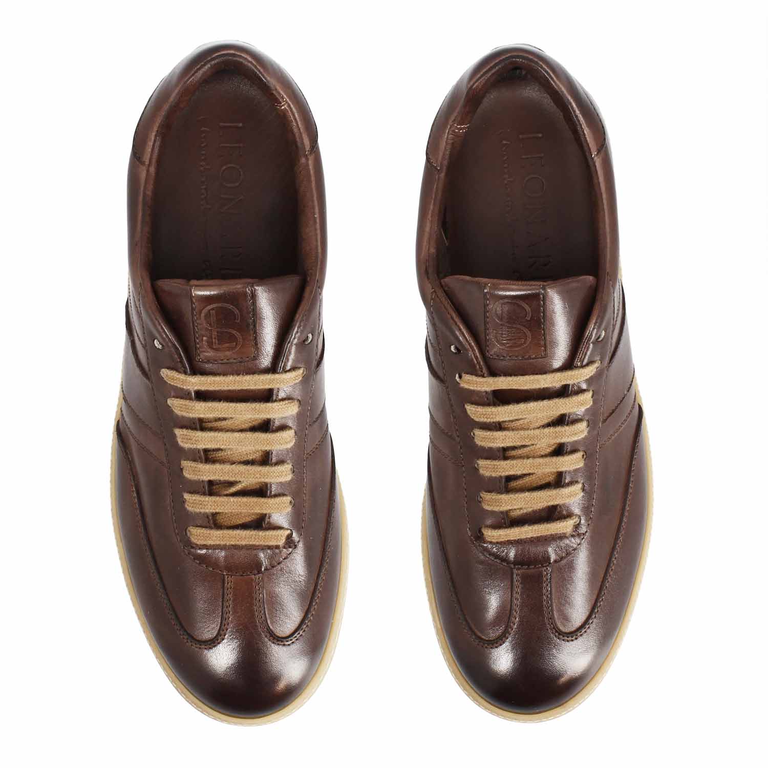 Sneaker Bizantino da uomo in pelle marrone scuro