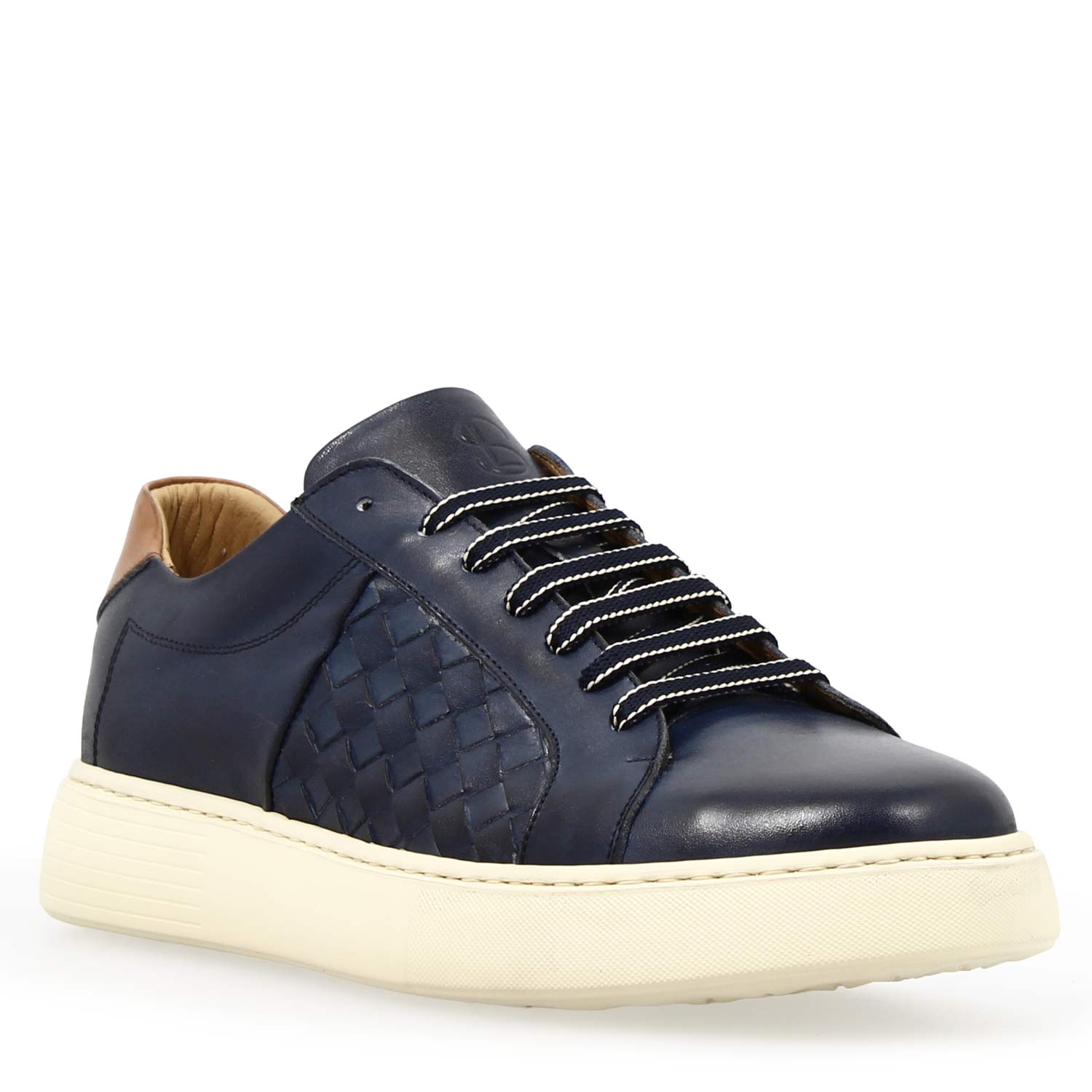Men's Caronte sneaker in woven blue leather