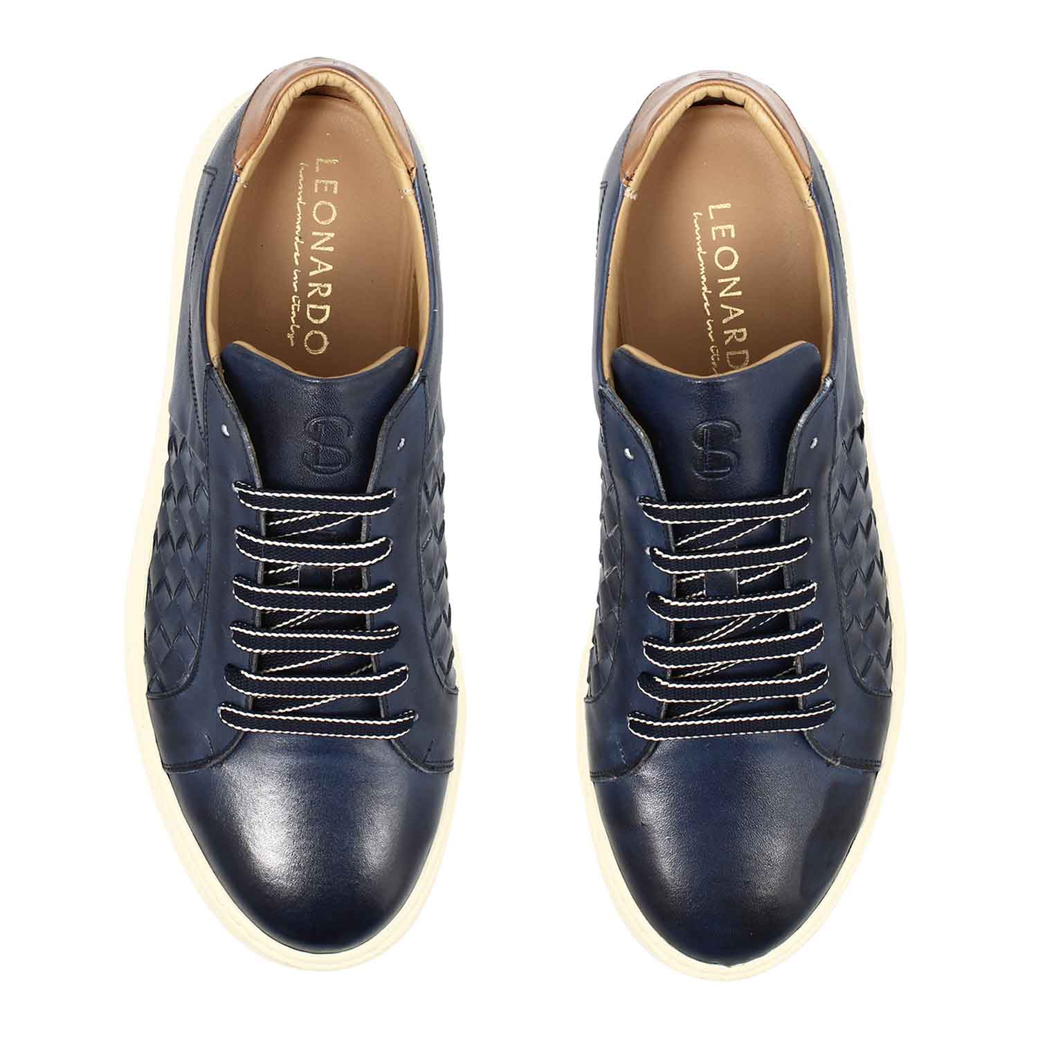 Men's Caronte sneaker in woven blue leather